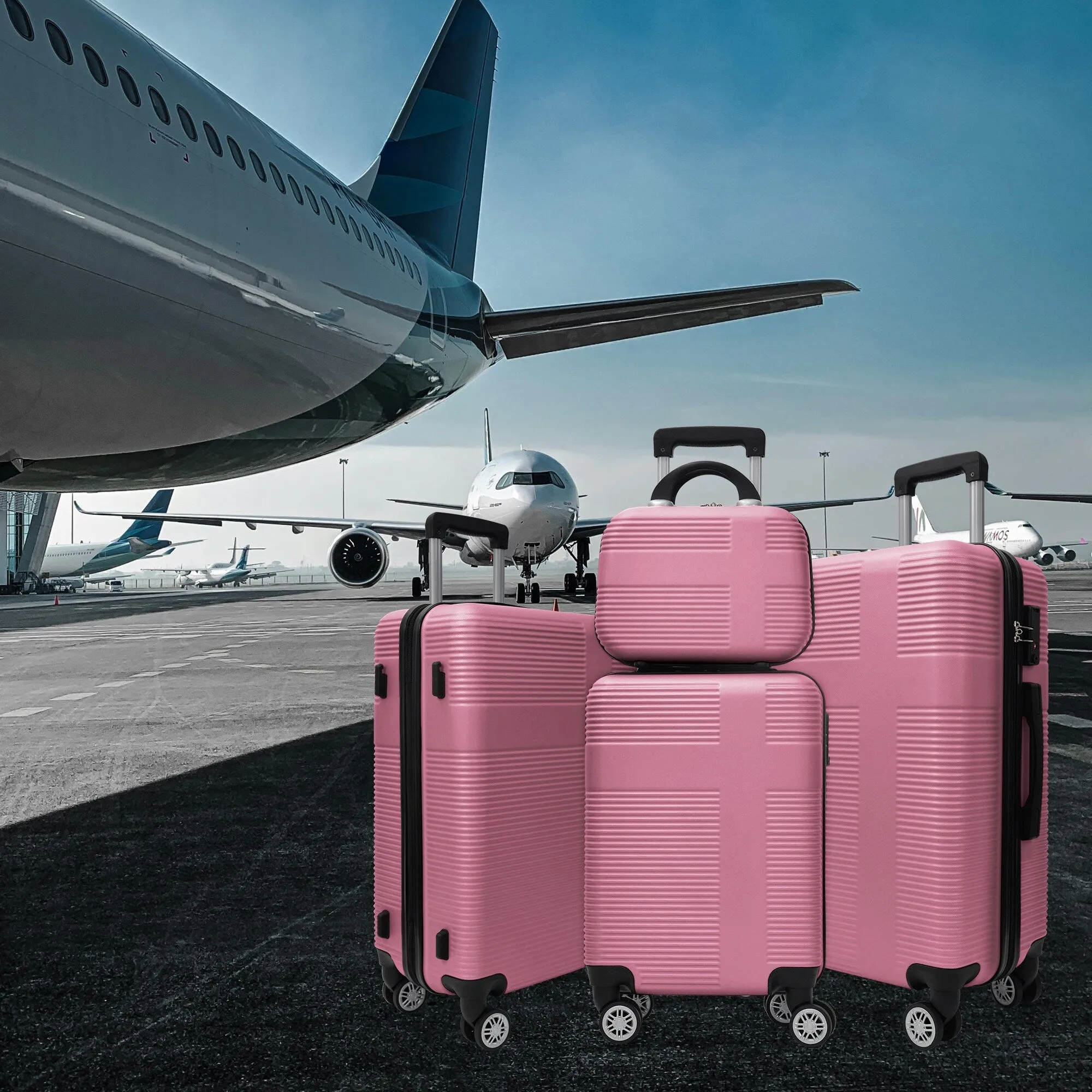Luggage 4 Piece Set with Spinner Wheels, Hardshell Lightweight Suitcase with TSA Lock,Checked Luggage(12/20/24/28in)