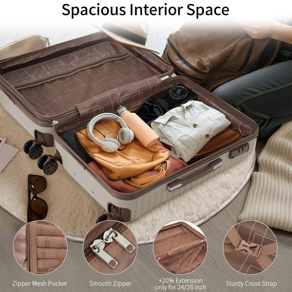 Luggage Set 3 Piece Carry On Luggage 22x14x9 Aviation Approved, Lightweight Hard Shell ABS Luggage
