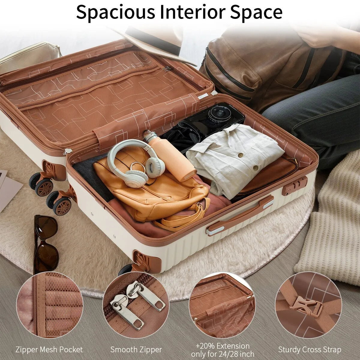 Luggage Set 3 Piece Carry On Luggage 22x14x9 Aviation Approved, Lightweight Hard Shell ABS Luggage