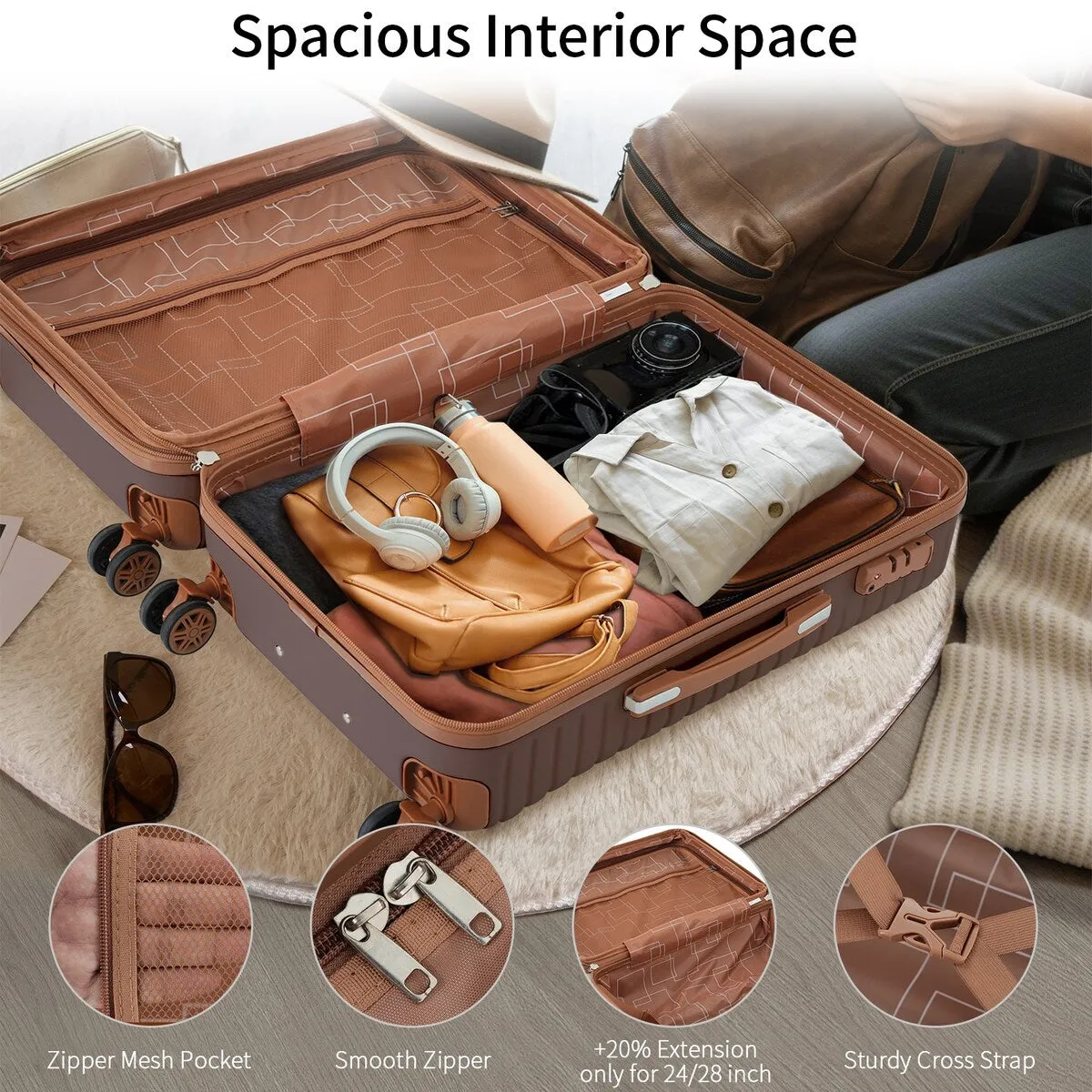 Luggage Set 3 Piece Carry On Luggage 22x14x9 Aviation Approved, Lightweight Hard Shell ABS Luggage