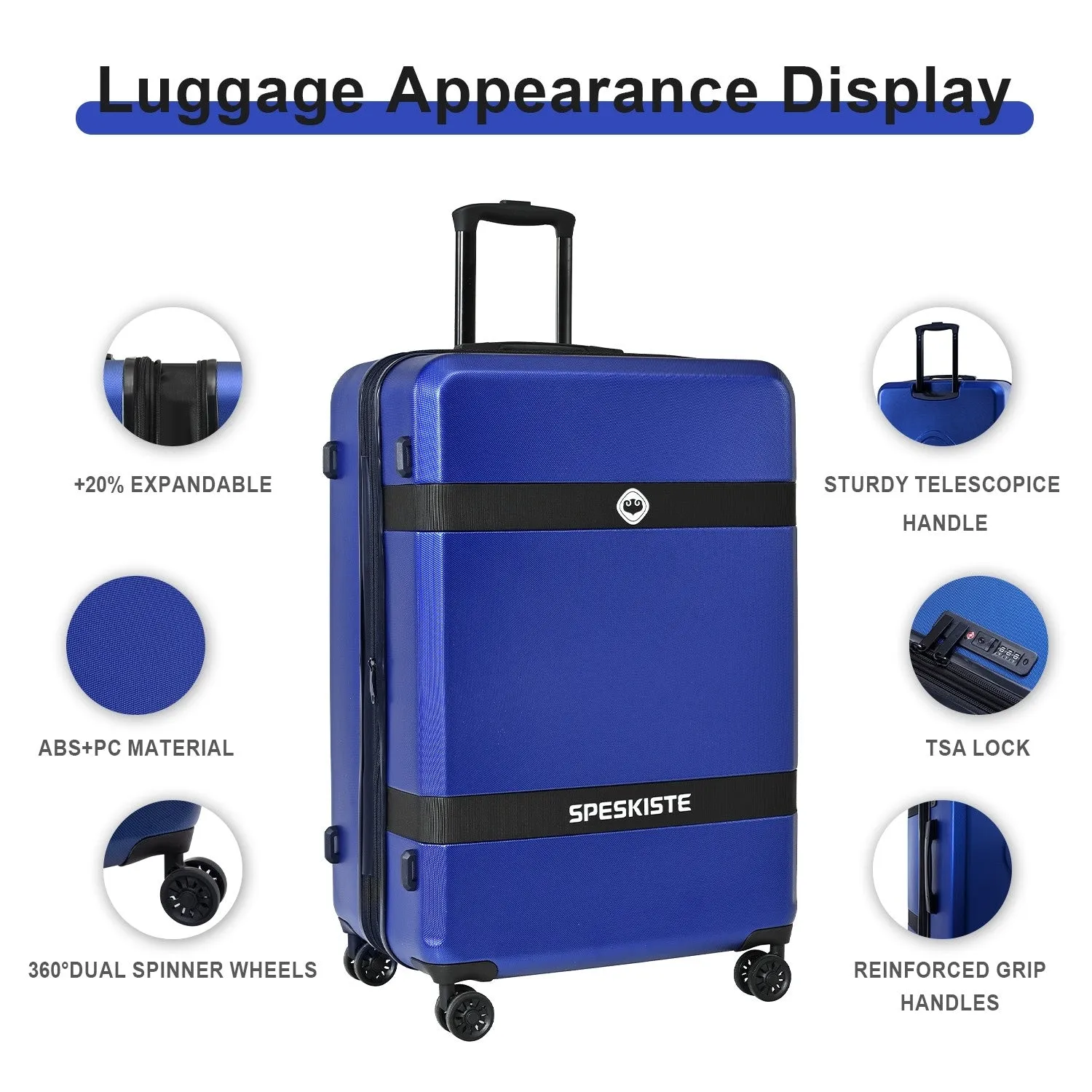 Luggage Set Expandable ABS PC 3 Piece Sets with Spinner Wheels Lightweight TSA Lock (20/24/28)