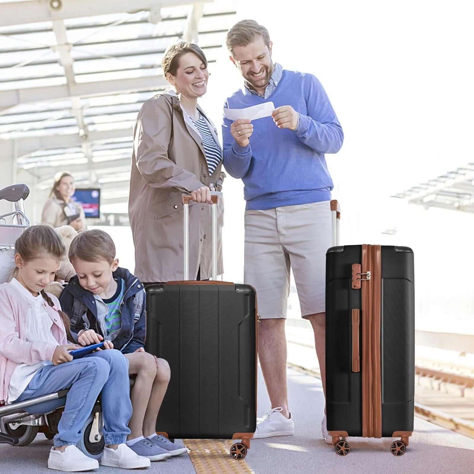 Luggage Sets 3 Piece, Hard shell ABS Lightweight Durable Suitcases with Double Spinner Wheels 20/24/28 Inch