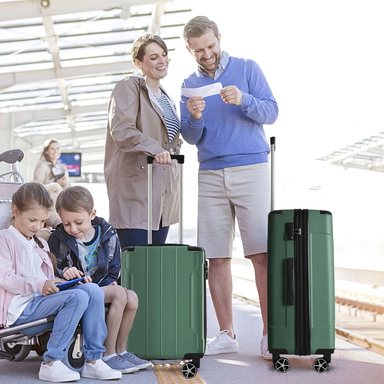 Luggage Sets 3 Piece, Hard shell ABS Lightweight Durable Suitcases with Double Spinner Wheels 20/24/28 Inch