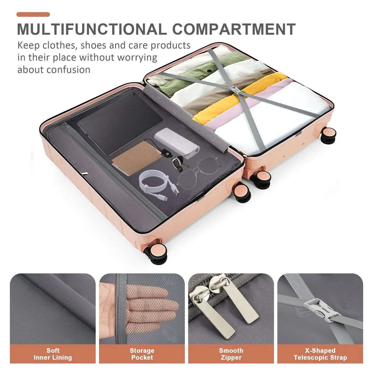 Luggage Sets 4 Piece with Travel Bag by Harper&Bright Designs