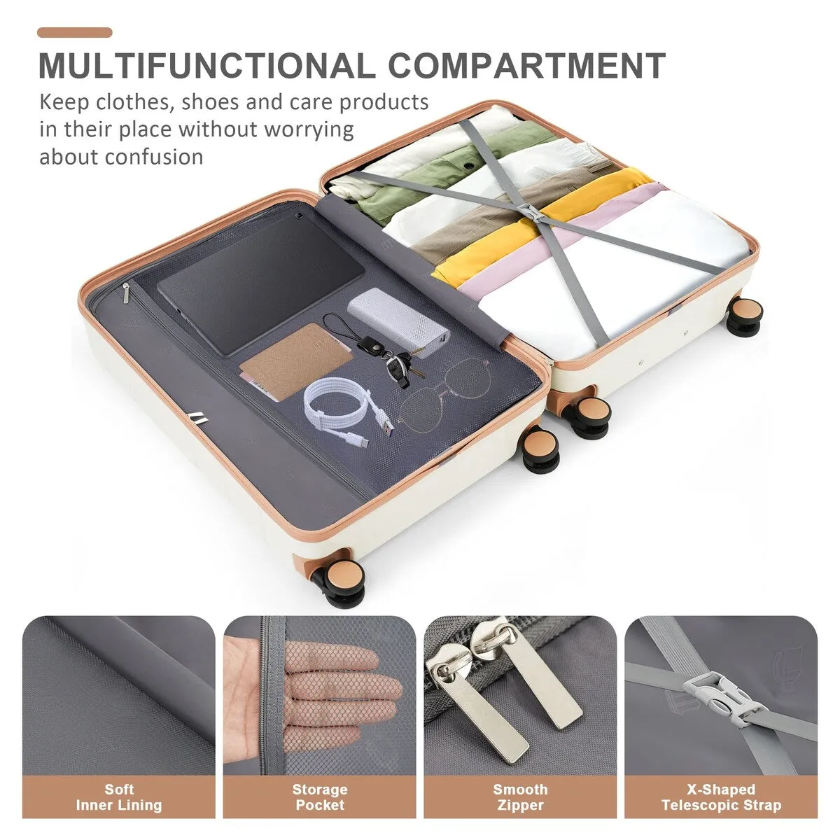 Luggage Sets 4 Piece with Travel Bag by Harper&Bright Designs