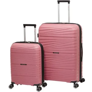 Mancini Bermuda Collection Expandable Polypropylene Spinner Luggage 2pc Set 20 and 28 inch