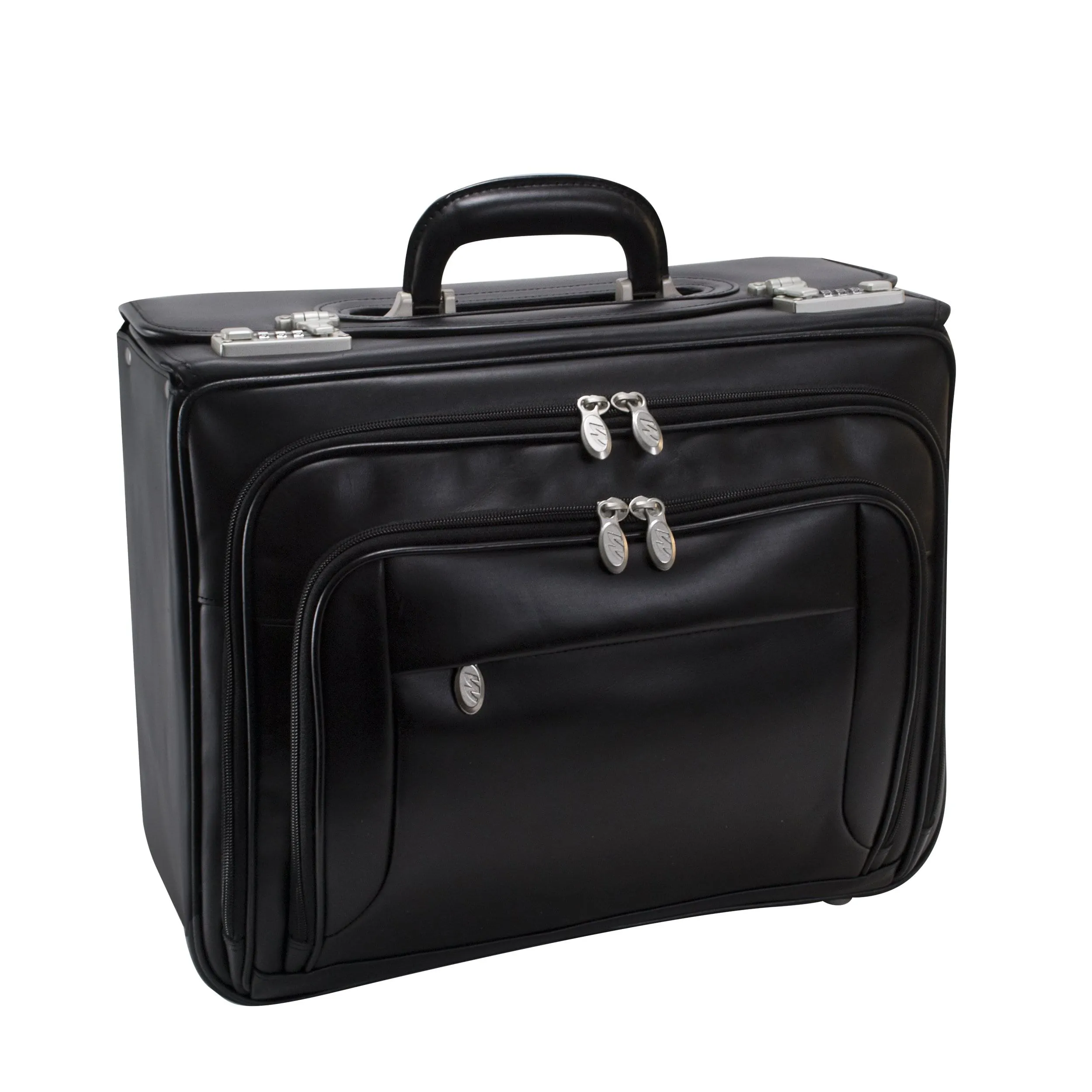 McKlein USA Sheridan Leather 17" Detachable Wheeled Catalog Case Black