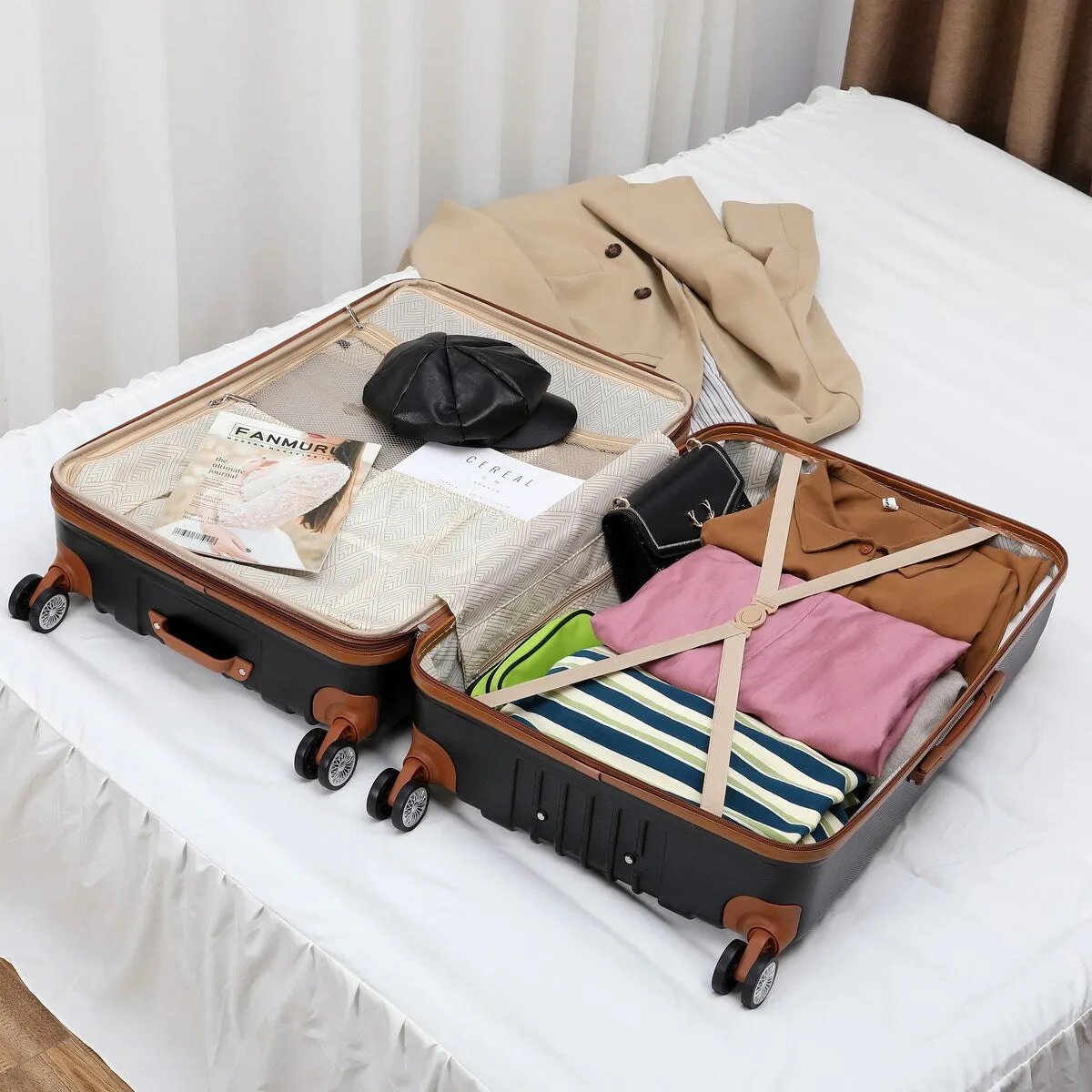 Miami CarryOn Collins 3 Piece Expandable Retro Spinner Luggage Set
