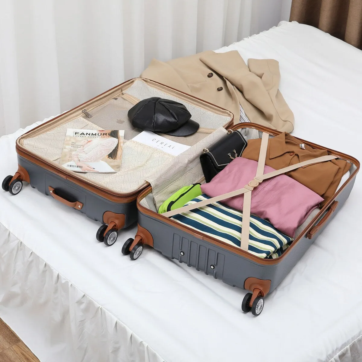 Miami CarryOn Collins 3 Piece Expandable Retro Spinner Luggage Set