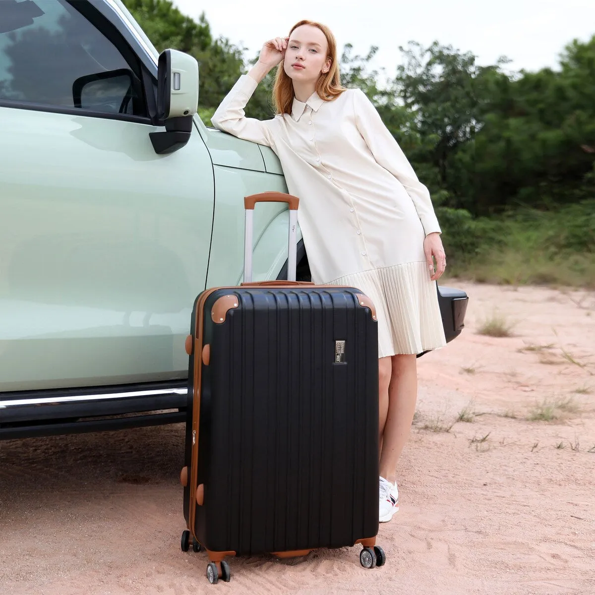 Miami CarryOn Collins 3 Piece Expandable Retro Spinner Luggage Set