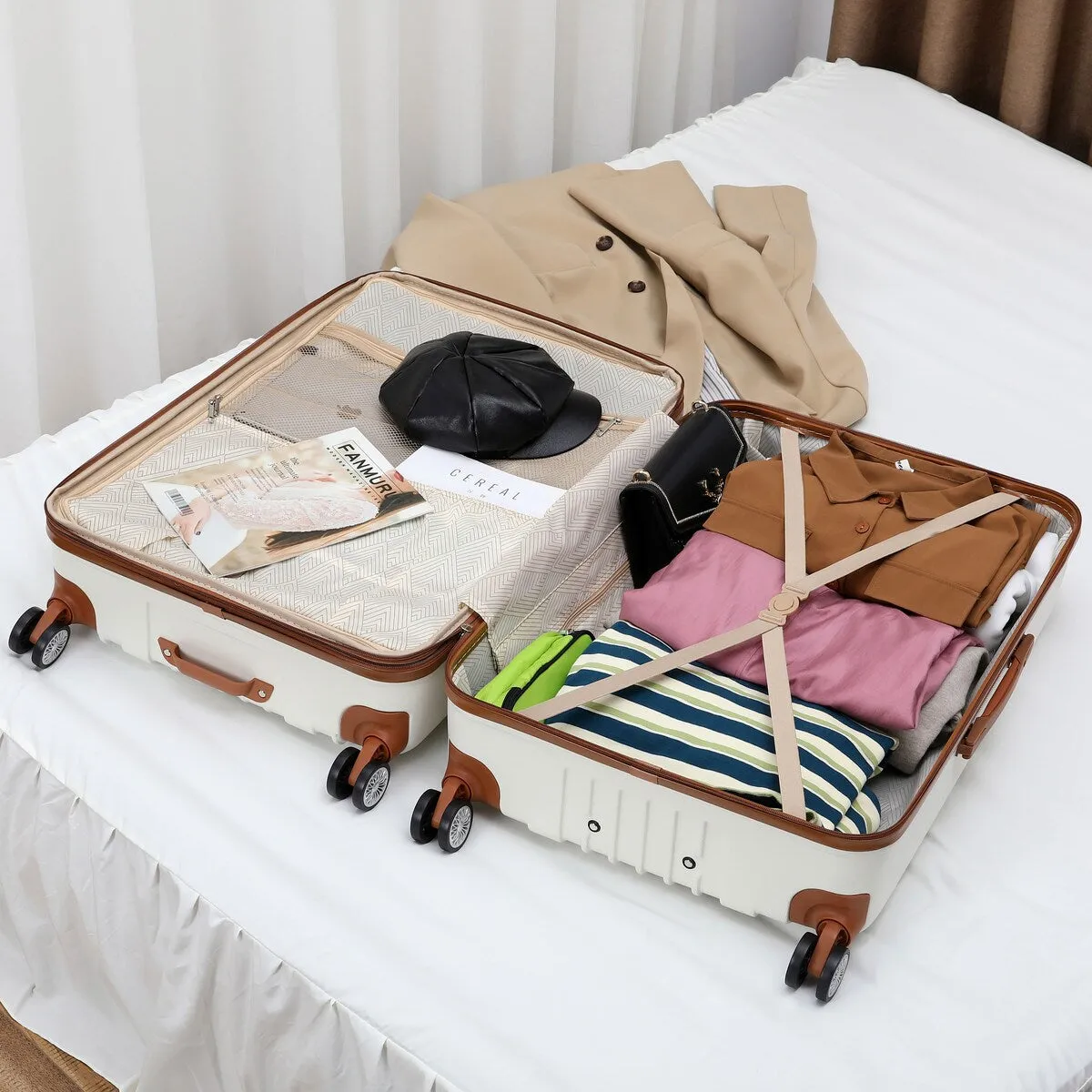 Miami CarryOn Collins 3 Piece Expandable Retro Spinner Luggage Set