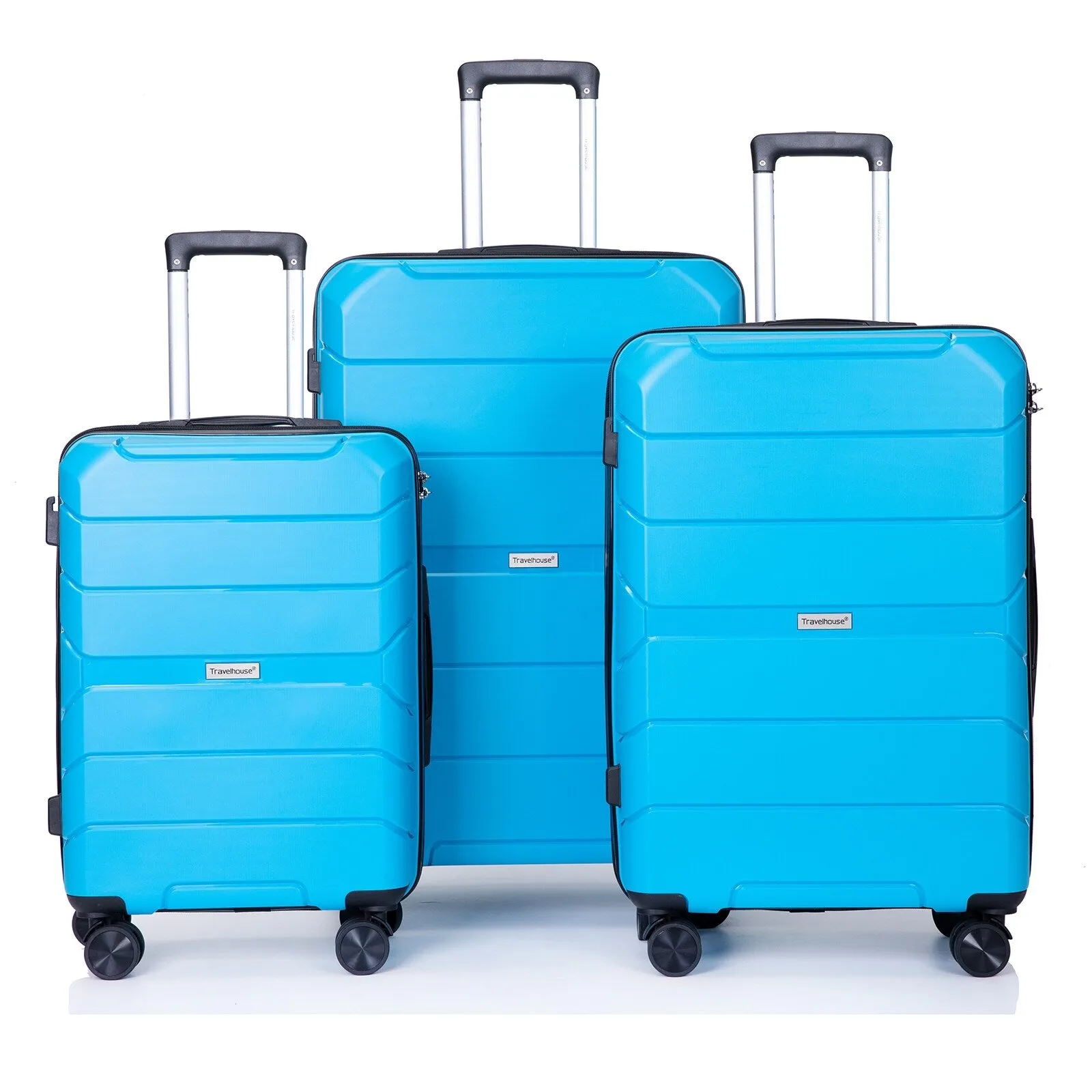 Multi-Size Luggage Set with Double Spinner Wheels and TSA Lock, 3-Piece Lightweight Suitcase with Hooks and Name Card