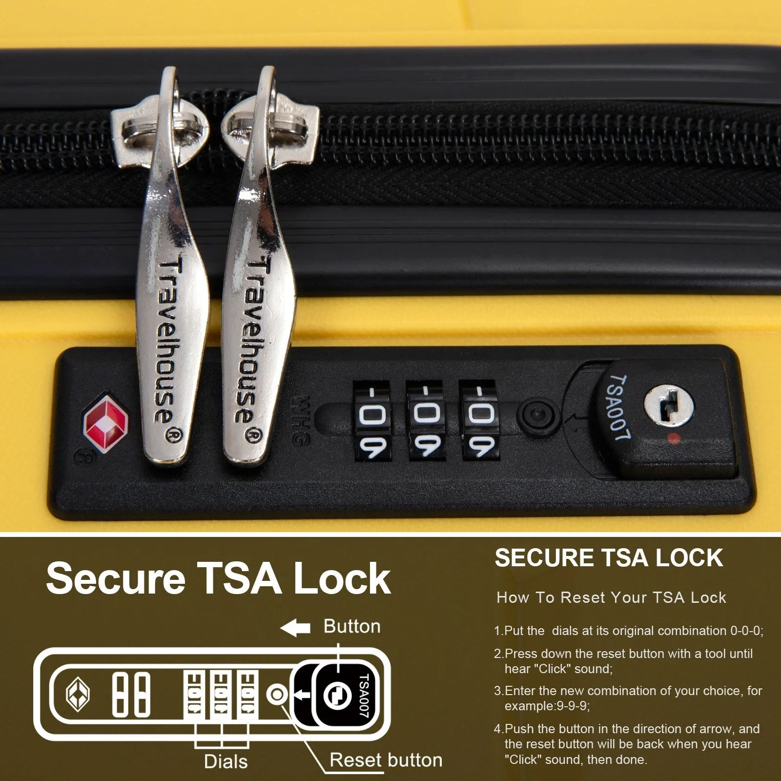 Multi-Size Luggage Set with Double Spinner Wheels and TSA Lock, 3-Piece Lightweight Suitcase with Hooks and Name Card