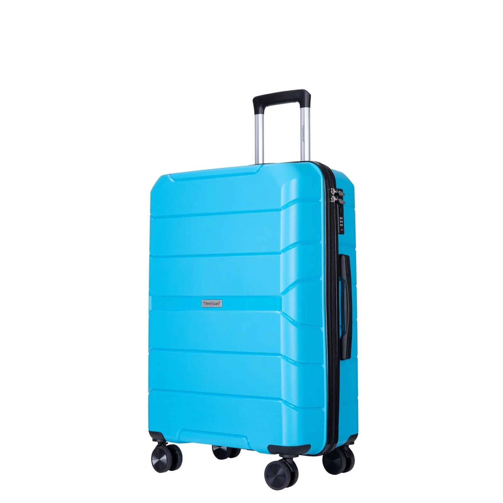 Multi-Size Luggage Set with Double Spinner Wheels and TSA Lock, 3-Piece Lightweight Suitcase with Hooks and Name Card
