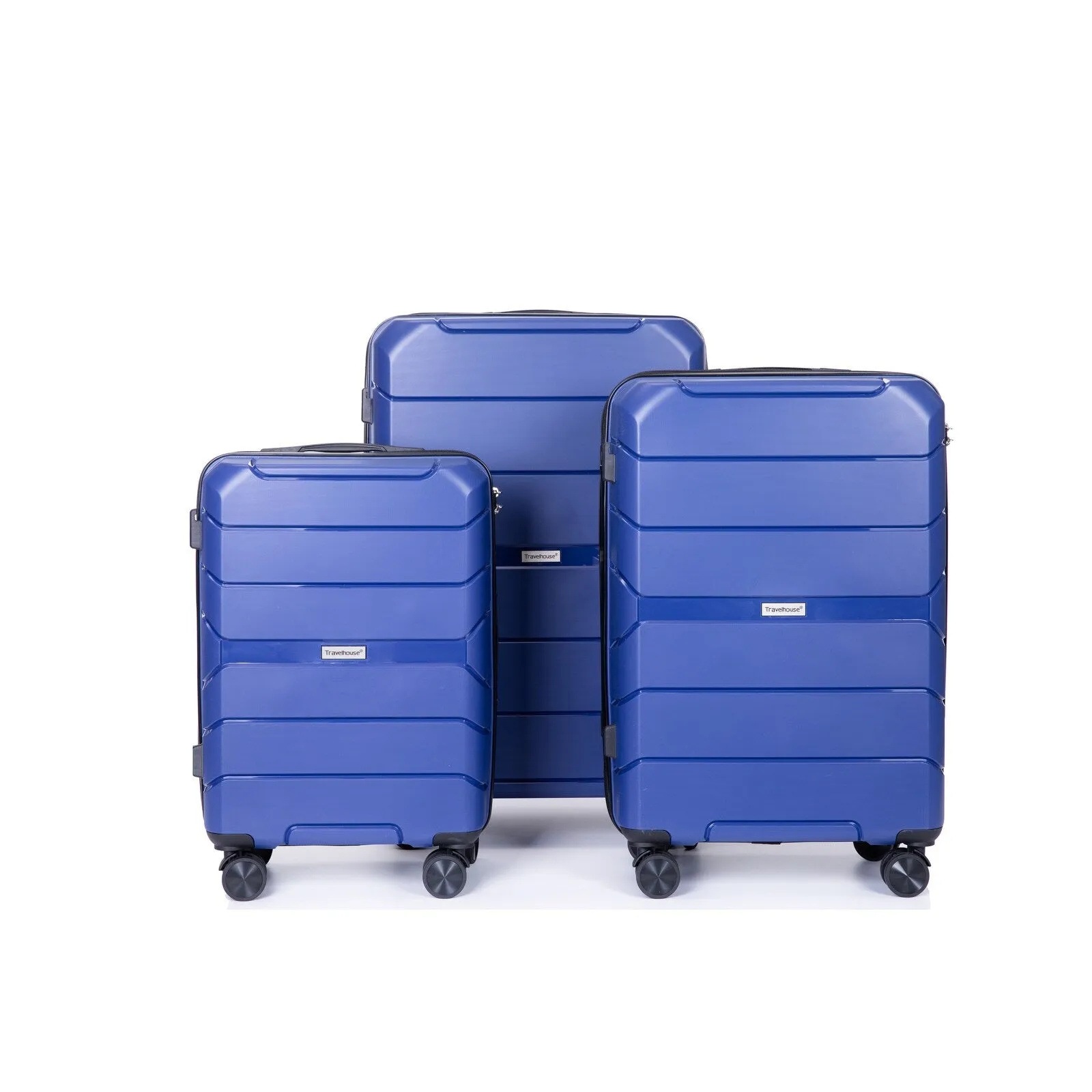 Multi-Size Luggage Set with Double Spinner Wheels and TSA Lock, 3-Piece Lightweight Suitcase with Hooks and Name Card