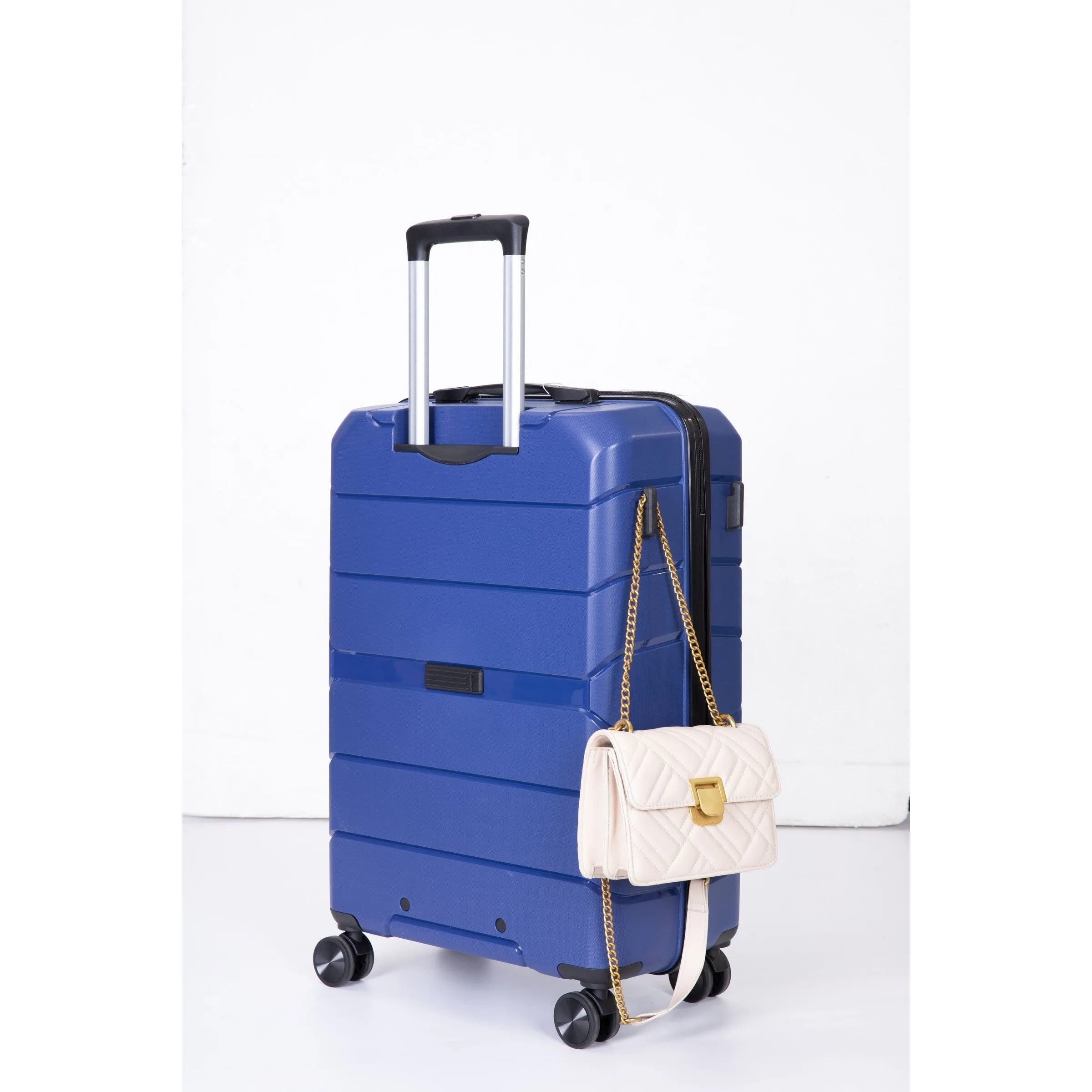 Multi-Size Luggage Set with Double Spinner Wheels and TSA Lock, 3-Piece Lightweight Suitcase with Hooks and Name Card