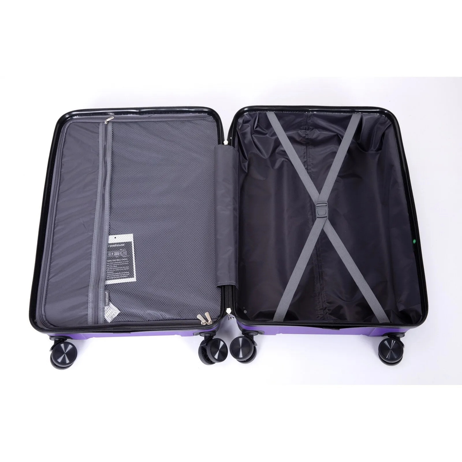Multi-Size Luggage Set with Double Spinner Wheels and TSA Lock, 3-Piece Lightweight Suitcase with Hooks and Name Card