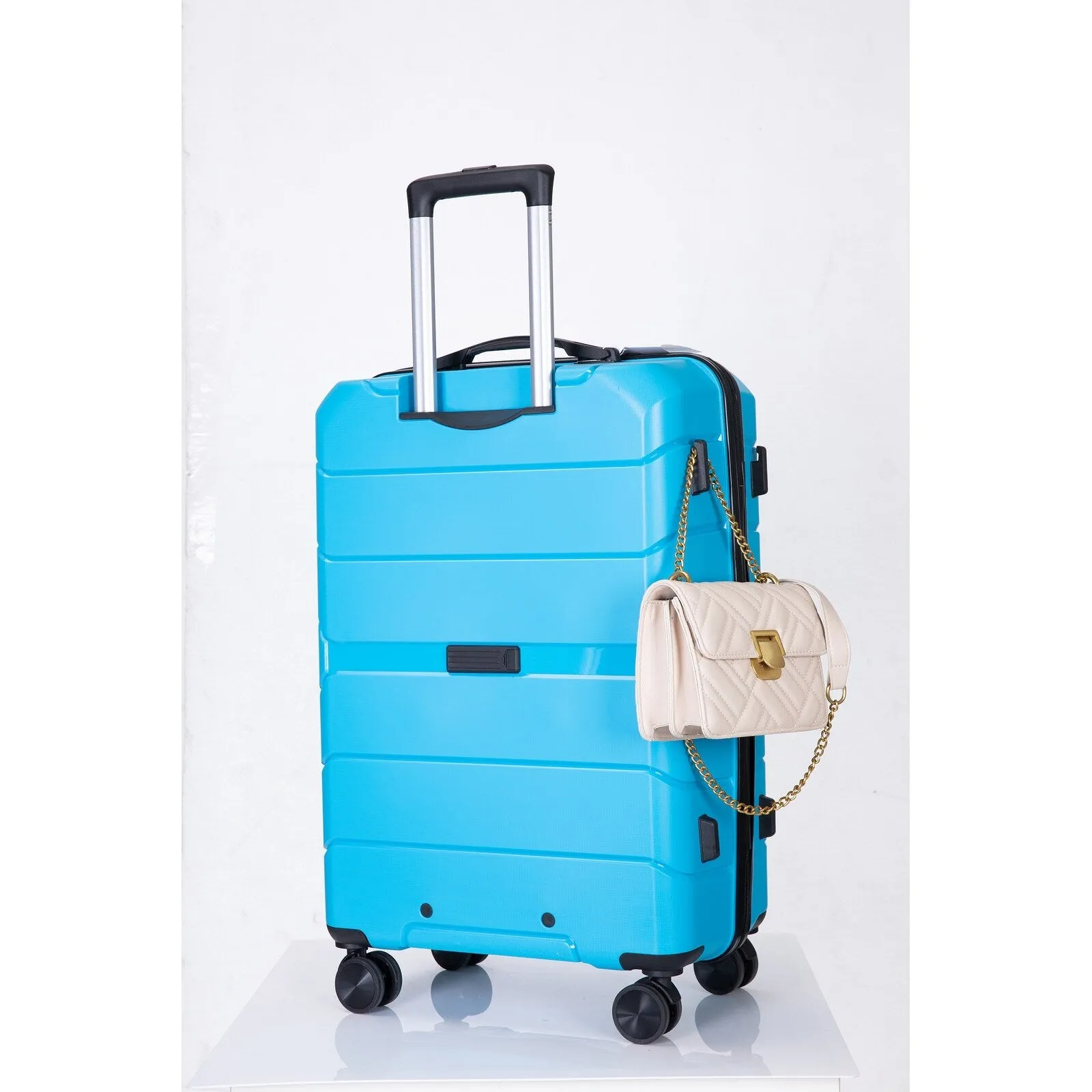 Multi-Size Luggage Set with Double Spinner Wheels and TSA Lock, 3-Piece Lightweight Suitcase with Hooks and Name Card