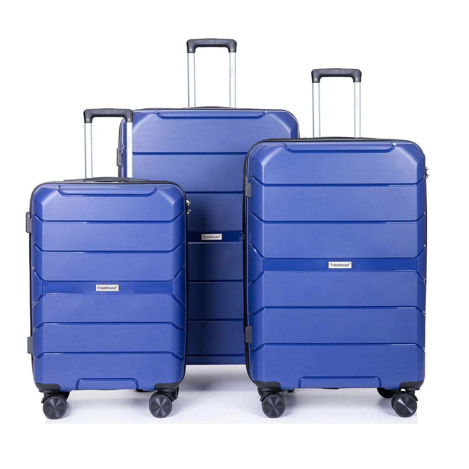 Multi-Size Luggage Set with Double Spinner Wheels and TSA Lock, 3-Piece Lightweight Suitcase with Hooks and Name Card