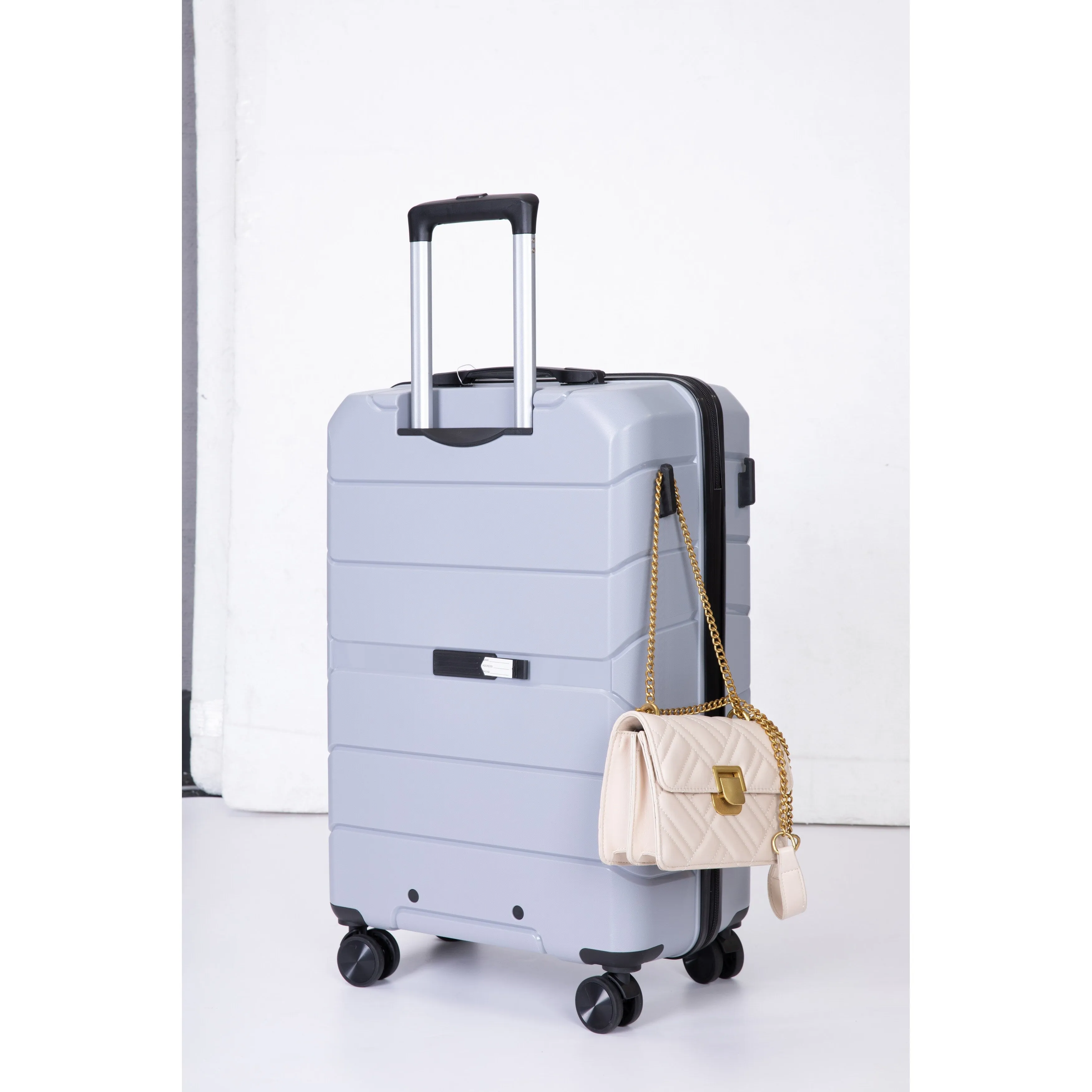 Multi-Size Luggage Set with Double Spinner Wheels and TSA Lock, 3-Piece Lightweight Suitcase with Hooks and Name Card