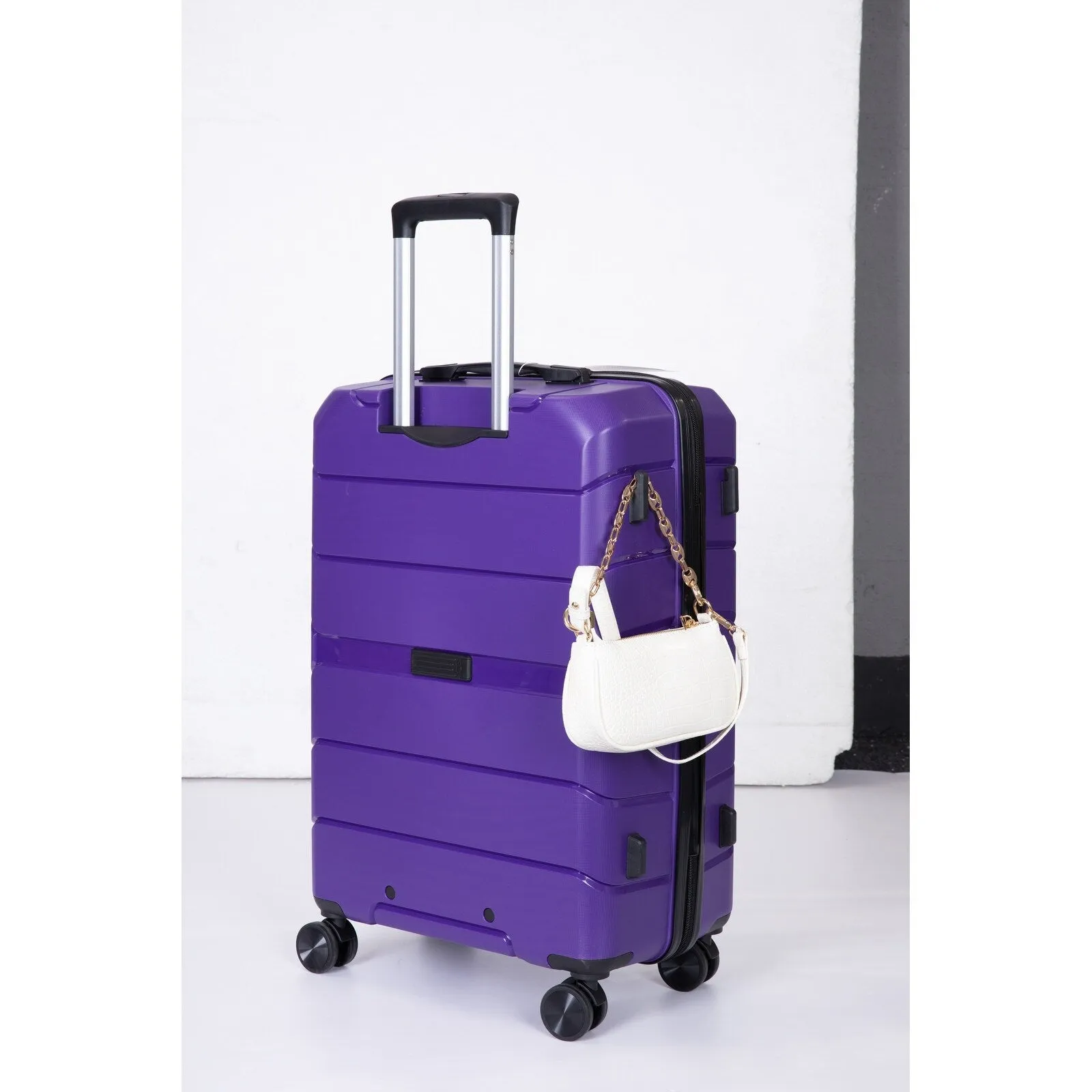 Multi-Size Luggage Set with Double Spinner Wheels and TSA Lock, 3-Piece Lightweight Suitcase with Hooks and Name Card