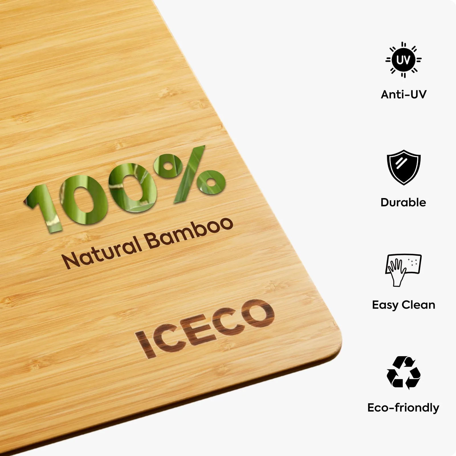 New! Portable Folding Bamboo Camping Table with Storage Bag | ICECO