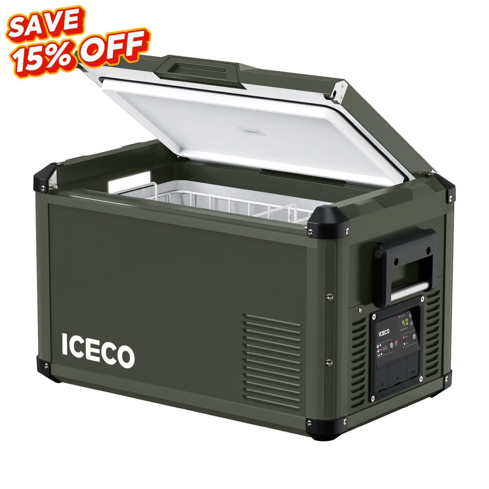 NEW！37QT VL35ProS Olive 12V Metal Single Zone Fridge Freezer | ICECO
