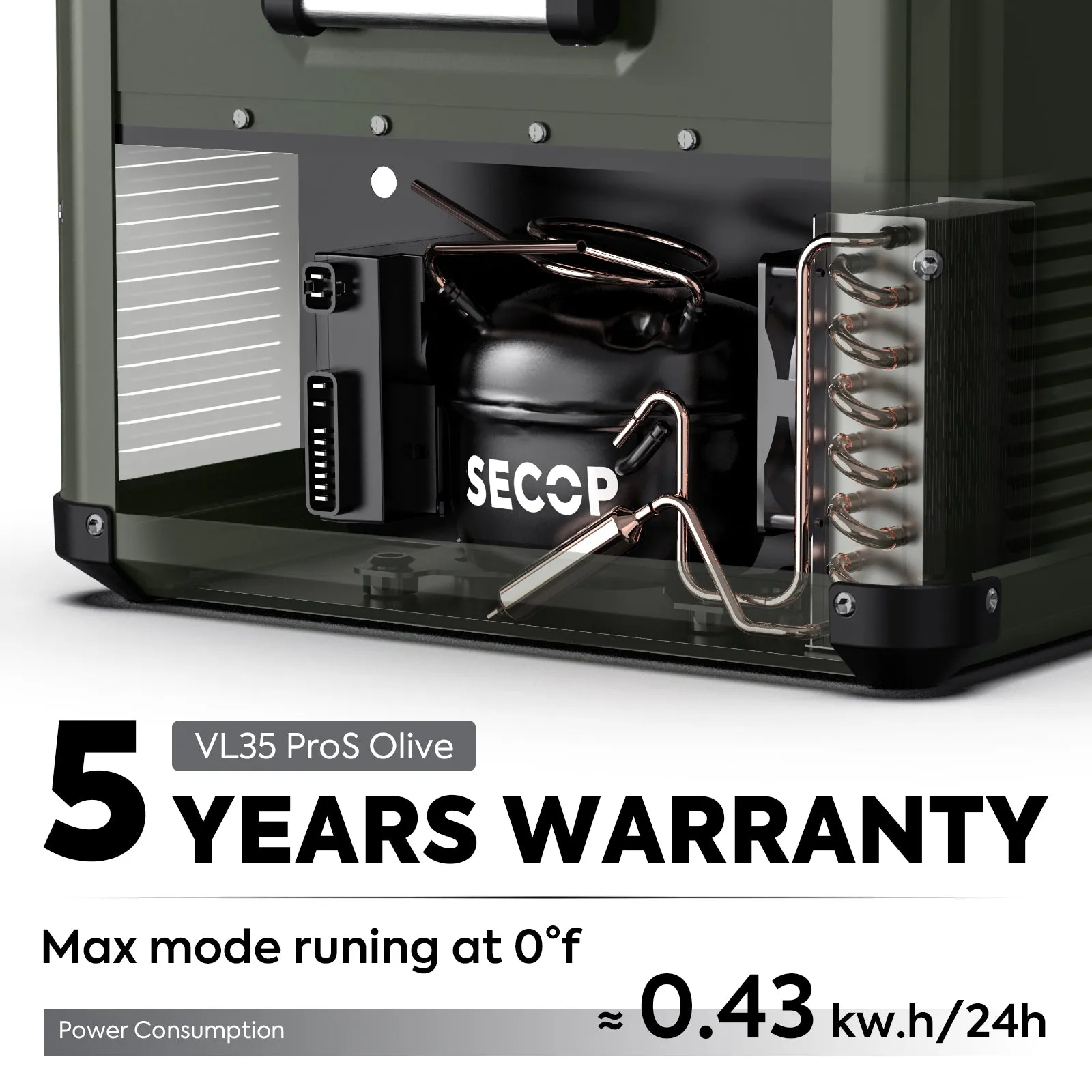 NEW！37QT VL35ProS Olive 12V Metal Single Zone Fridge Freezer | ICECO