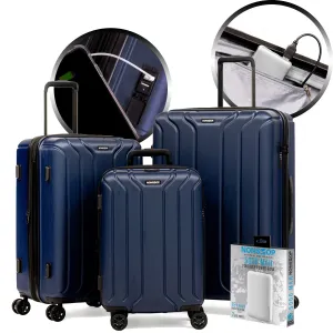 NONSTOP New York 3-Piece Expandable Spinner Luggage Set with Powerbank & 3-Piece Packing Cube Set
