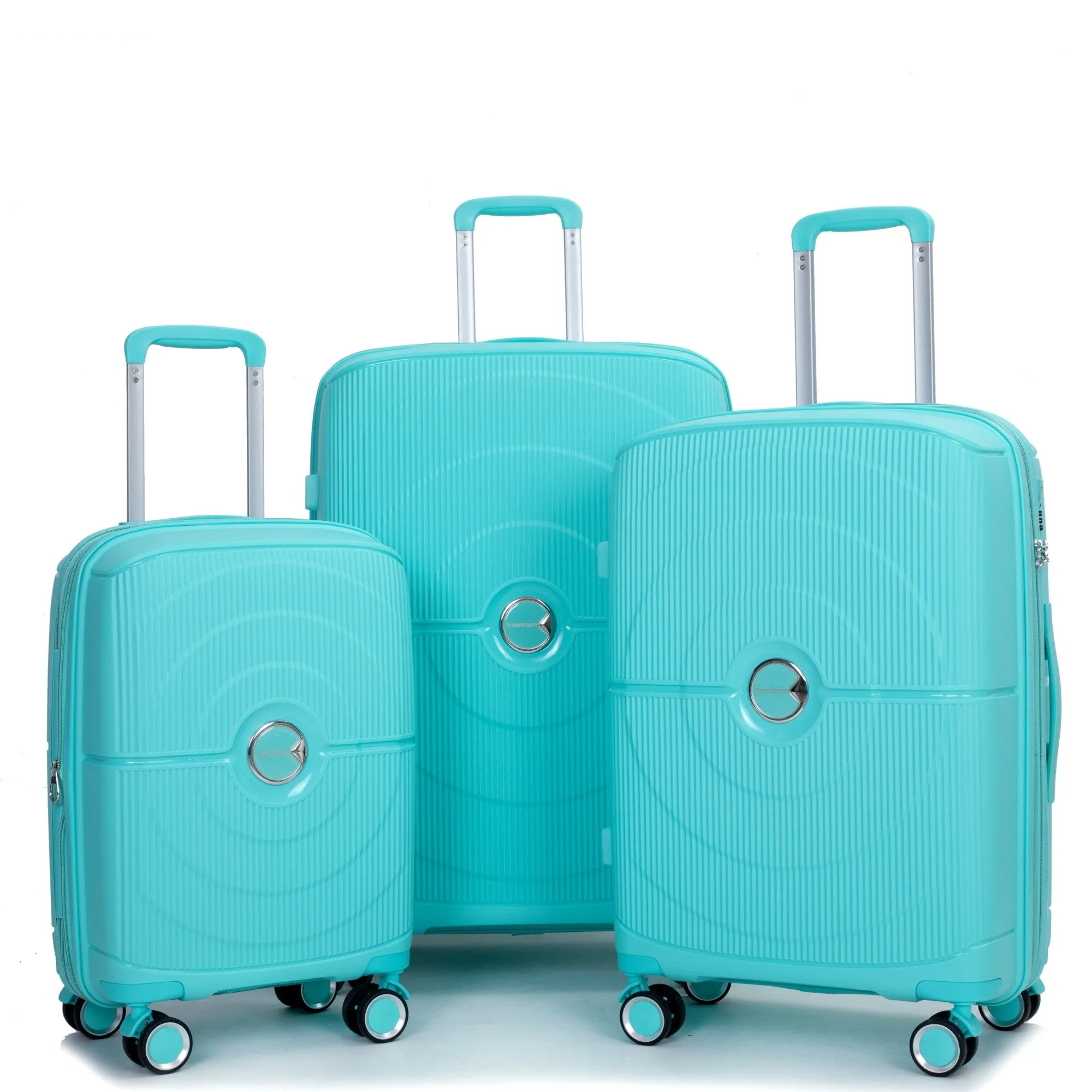 PP Expandable Luggage Sets with TSA Lock and Spinner Wheels, 3-Piece Set Hardshell Suitcase with Zippered Pocket