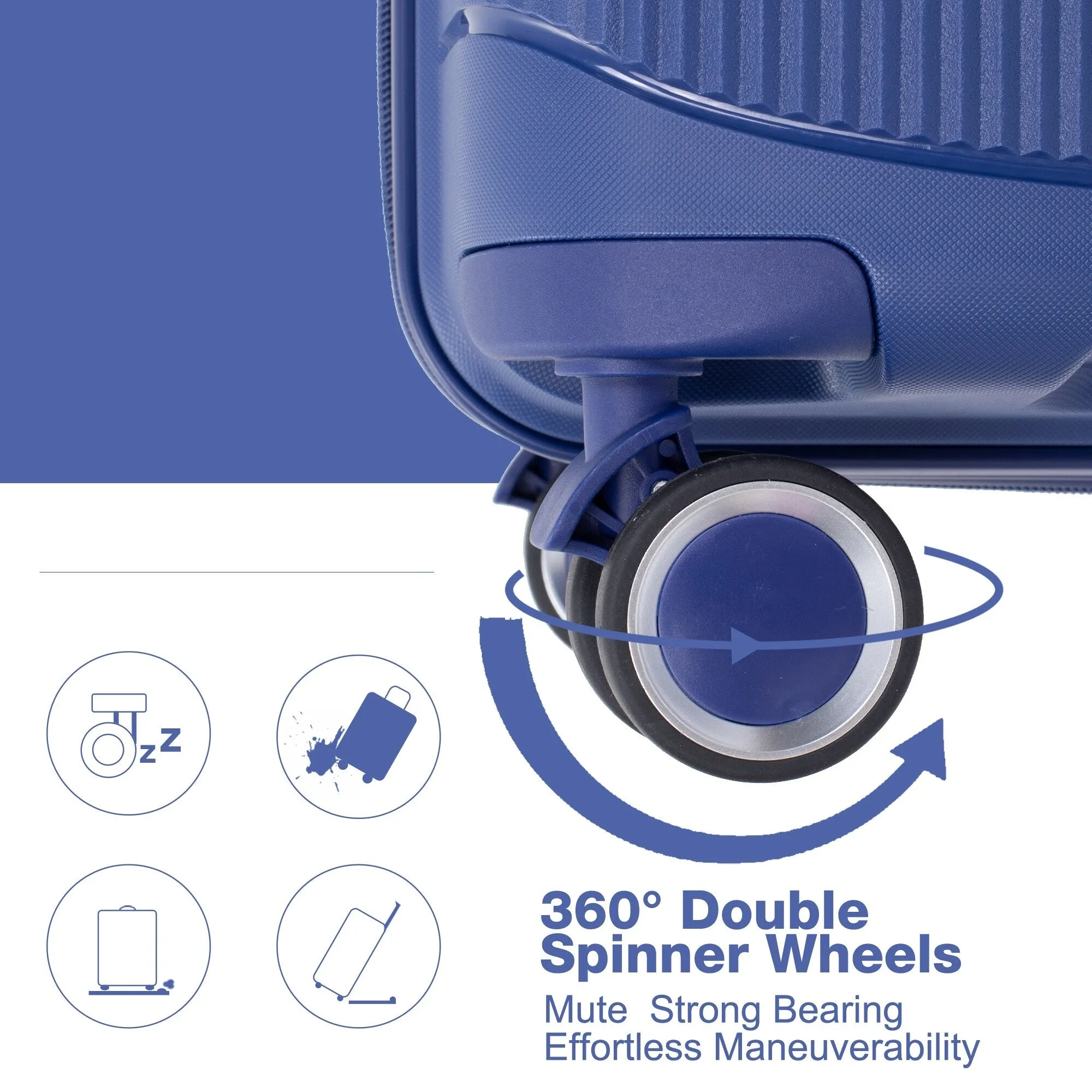 PP Expandable Luggage Sets with TSA Lock and Spinner Wheels, 3-Piece Set Hardshell Suitcase with Zippered Pocket
