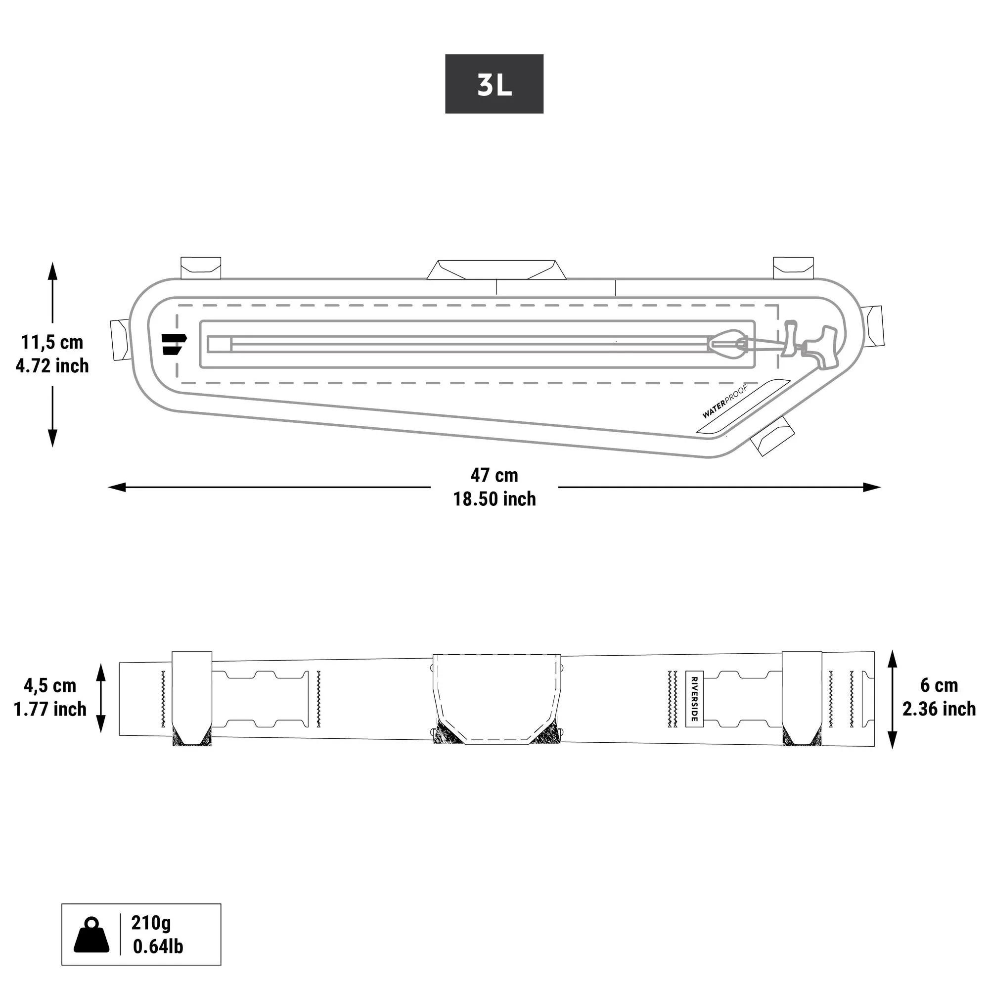 Riverside Bikepacking Half-Frame Waterproof Frame Bag IPX6 - Size M L XL