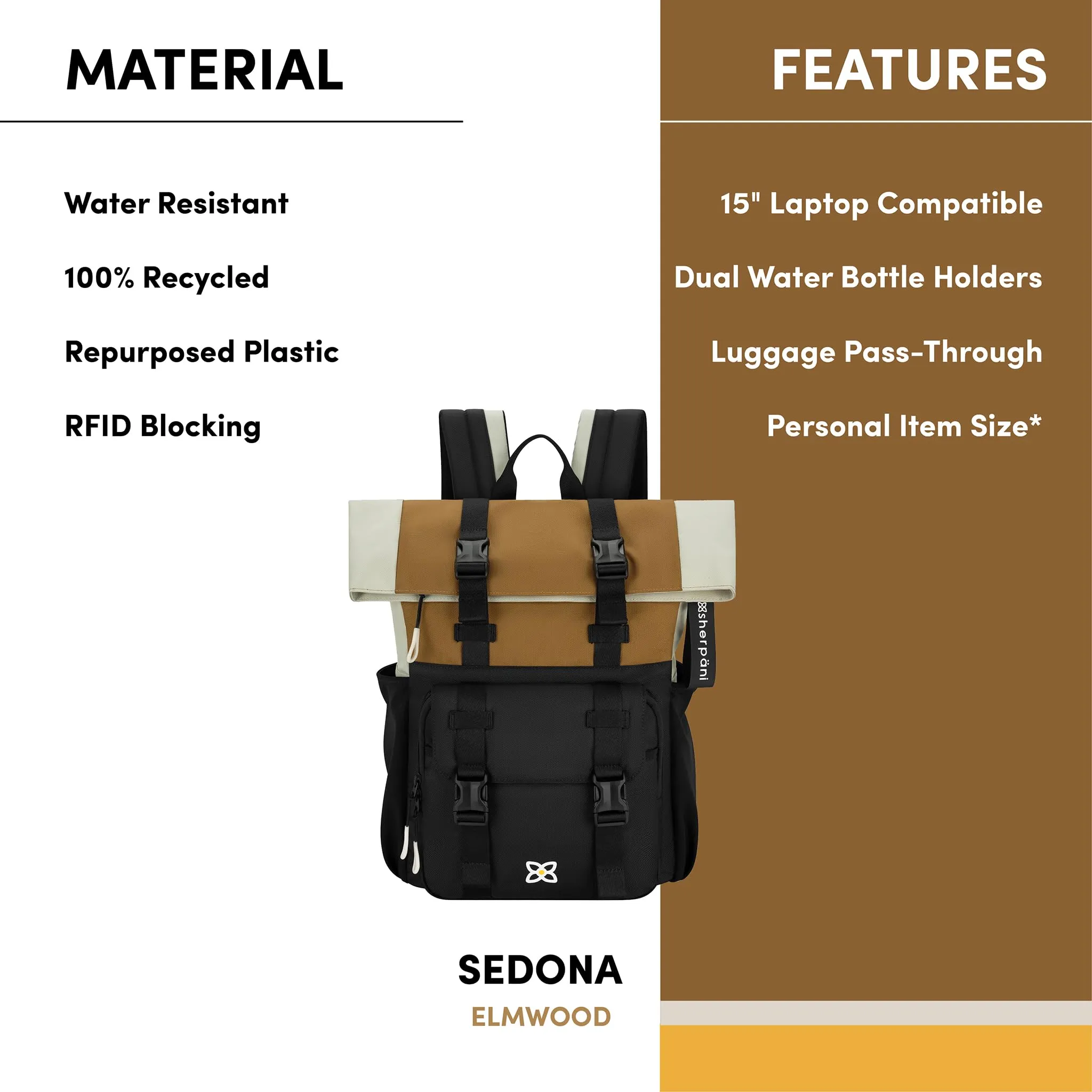 Sherpani Sedona Laptop Backpack, Fits 15 Inch Laptop