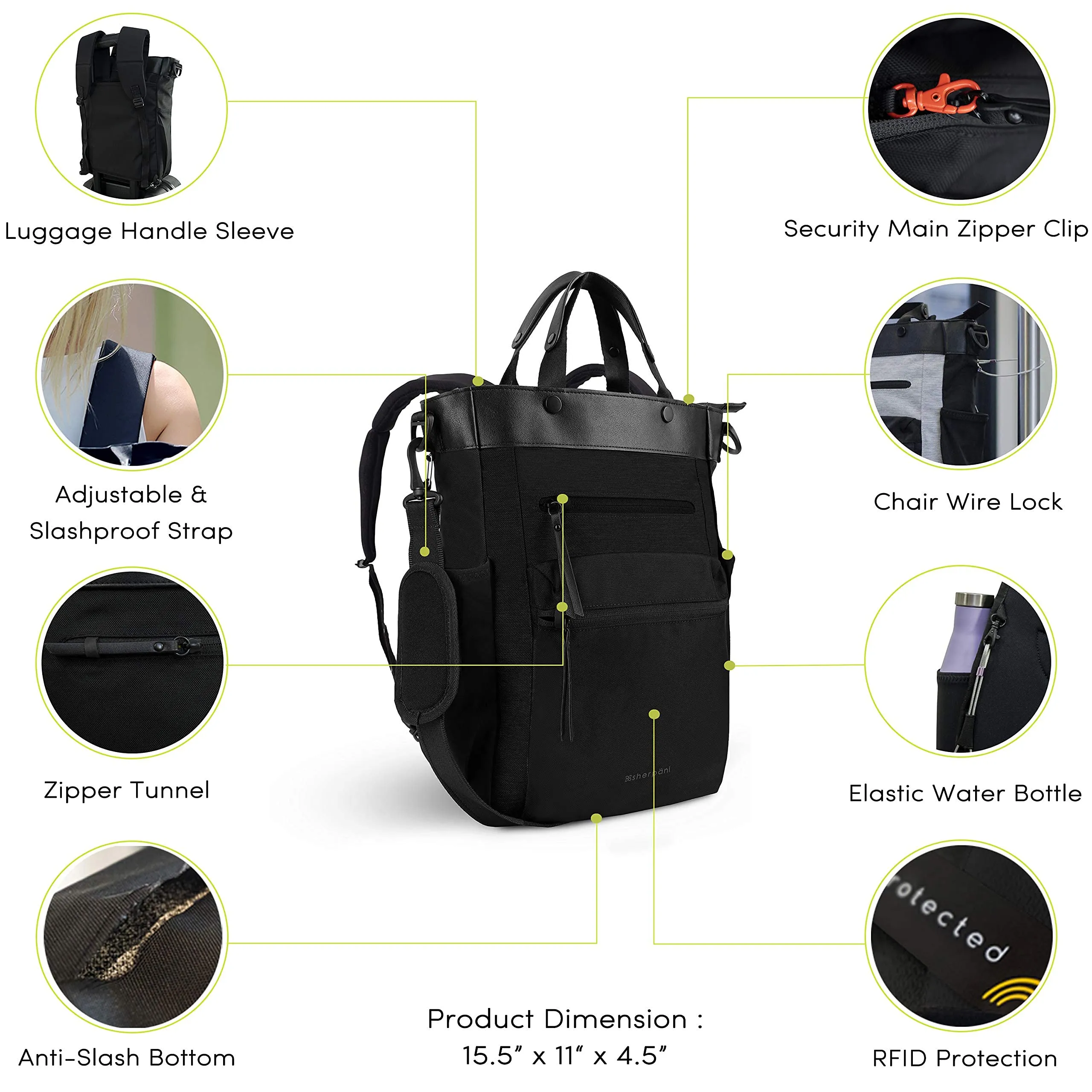 Sherpani Soleil Anti Theft Convertible Backpack, 13 Inch Laptop