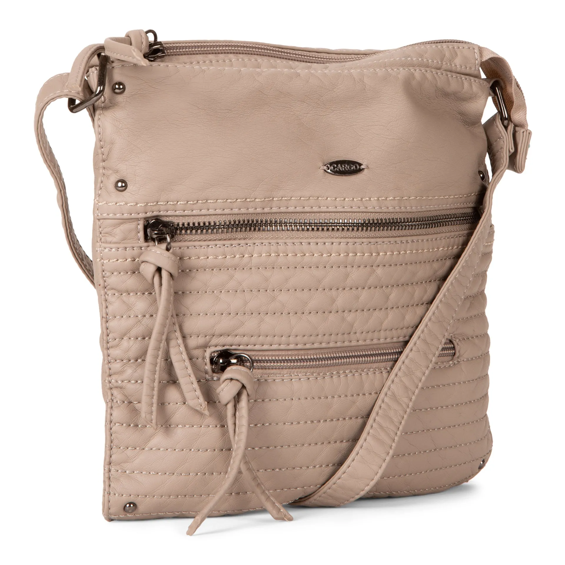 Small Faux Leather Quilted Multi Zip Crossbody