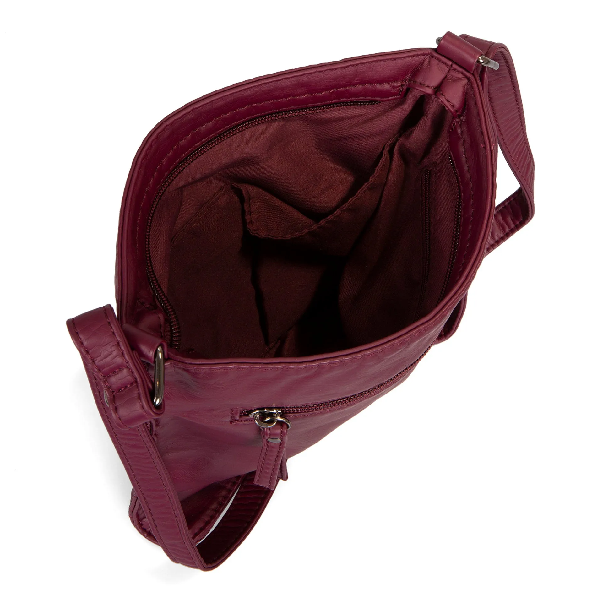 Small Faux Leather Quilted Multi Zip Crossbody