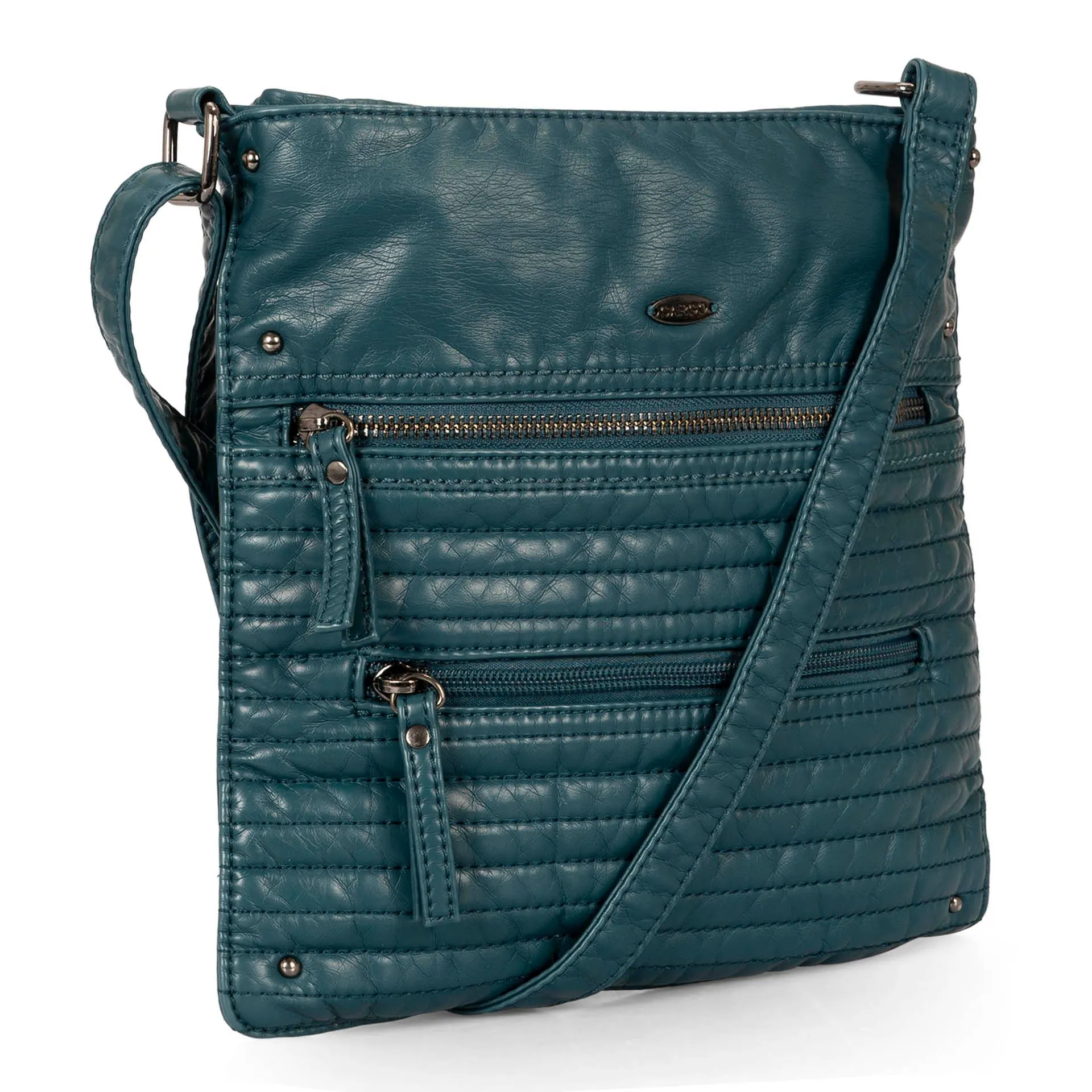 Small Faux Leather Quilted Multi Zip Crossbody