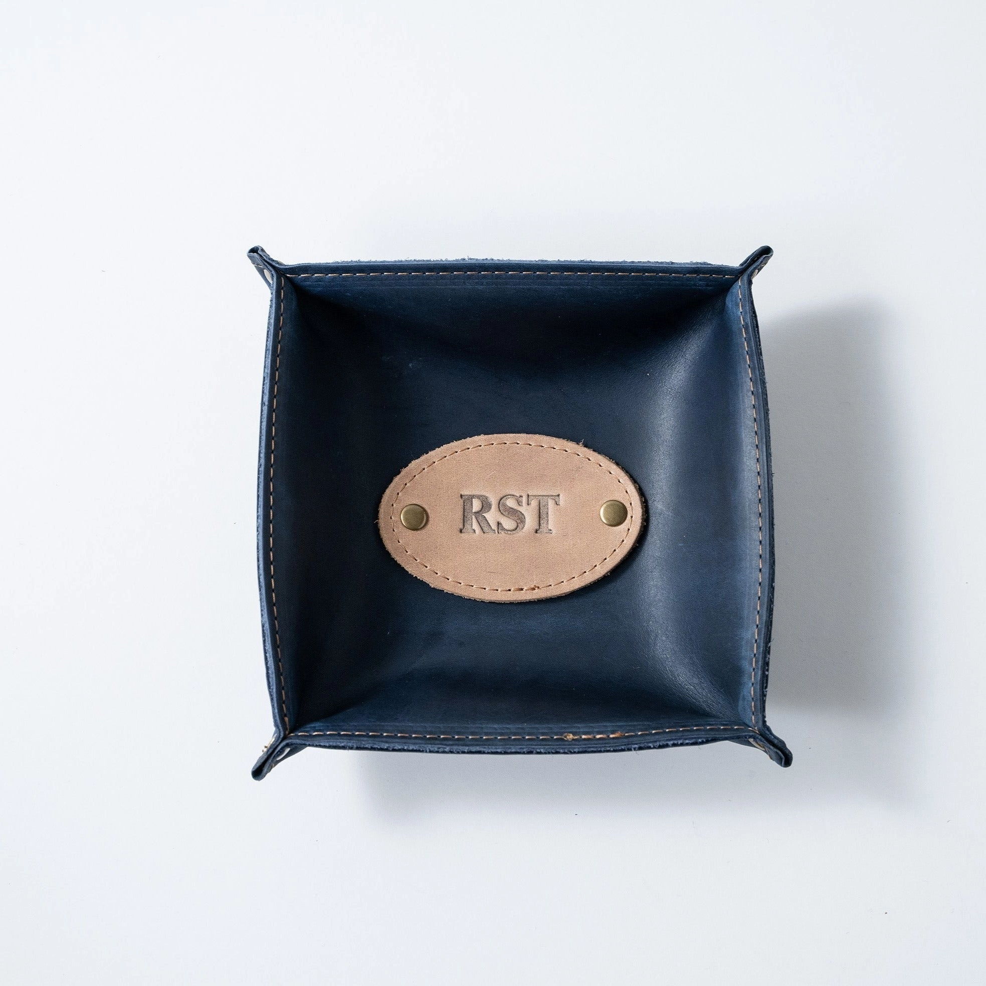 The Monticello Fine Leather Personalized Desk Valet Caddy Tray for Dresser or Office Gift