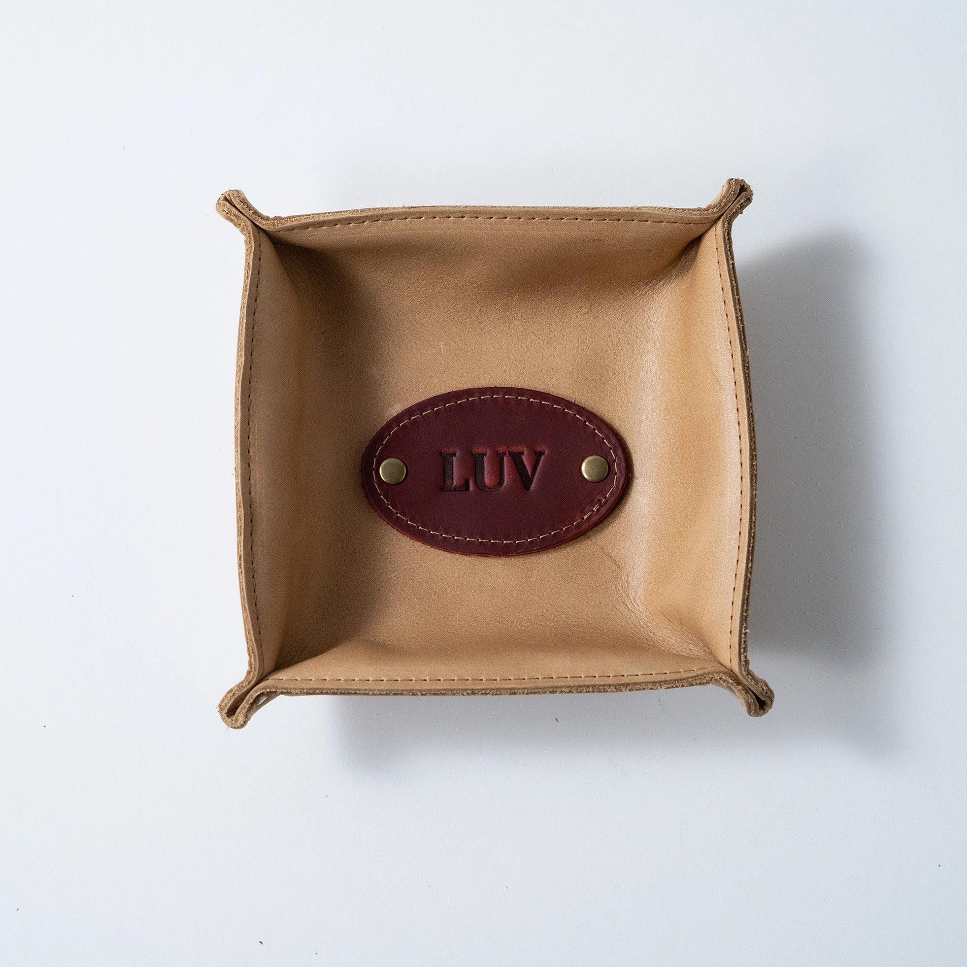The Monticello Fine Leather Personalized Desk Valet Caddy Tray for Dresser or Office Gift
