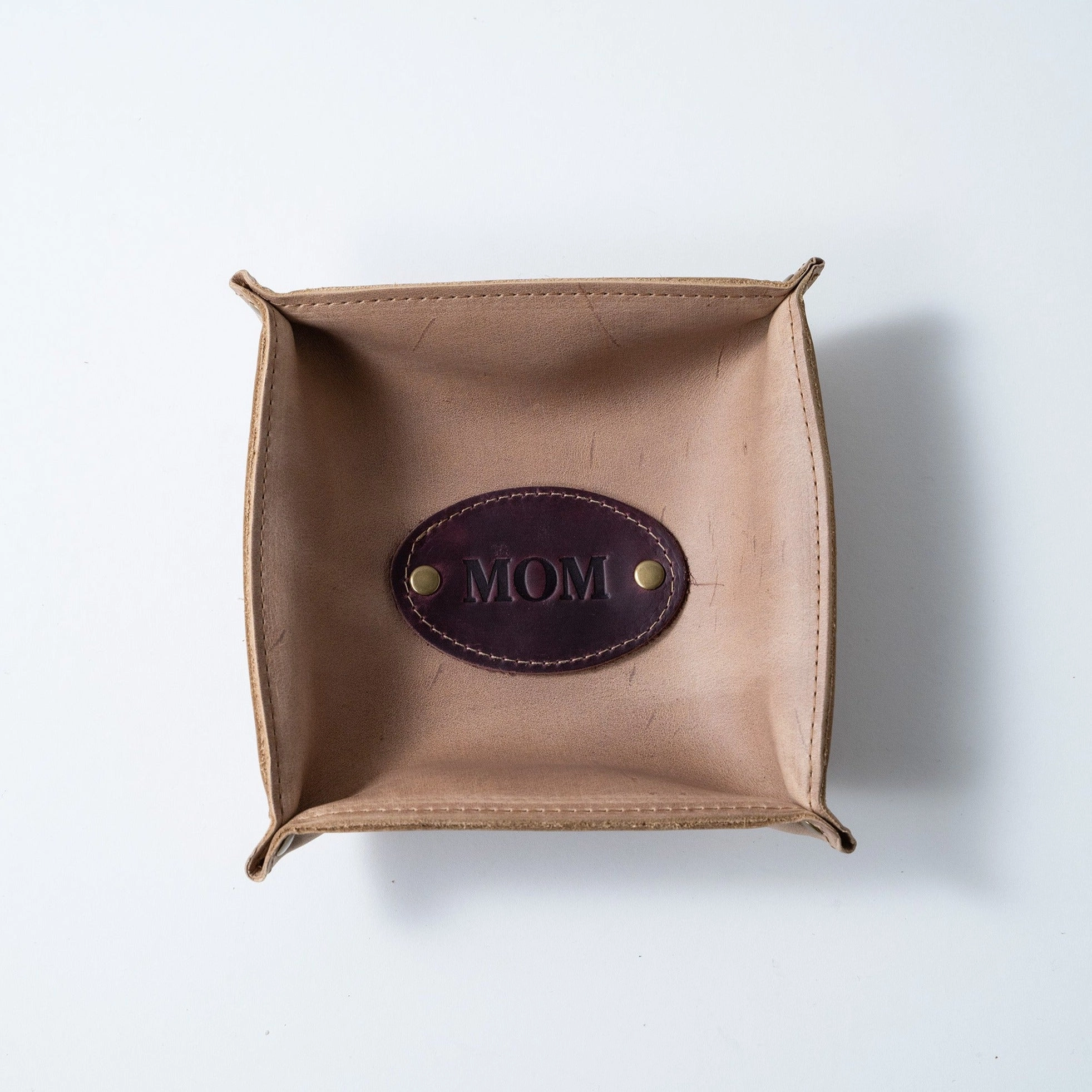The Monticello Fine Leather Personalized Desk Valet Caddy Tray for Dresser or Office Gift