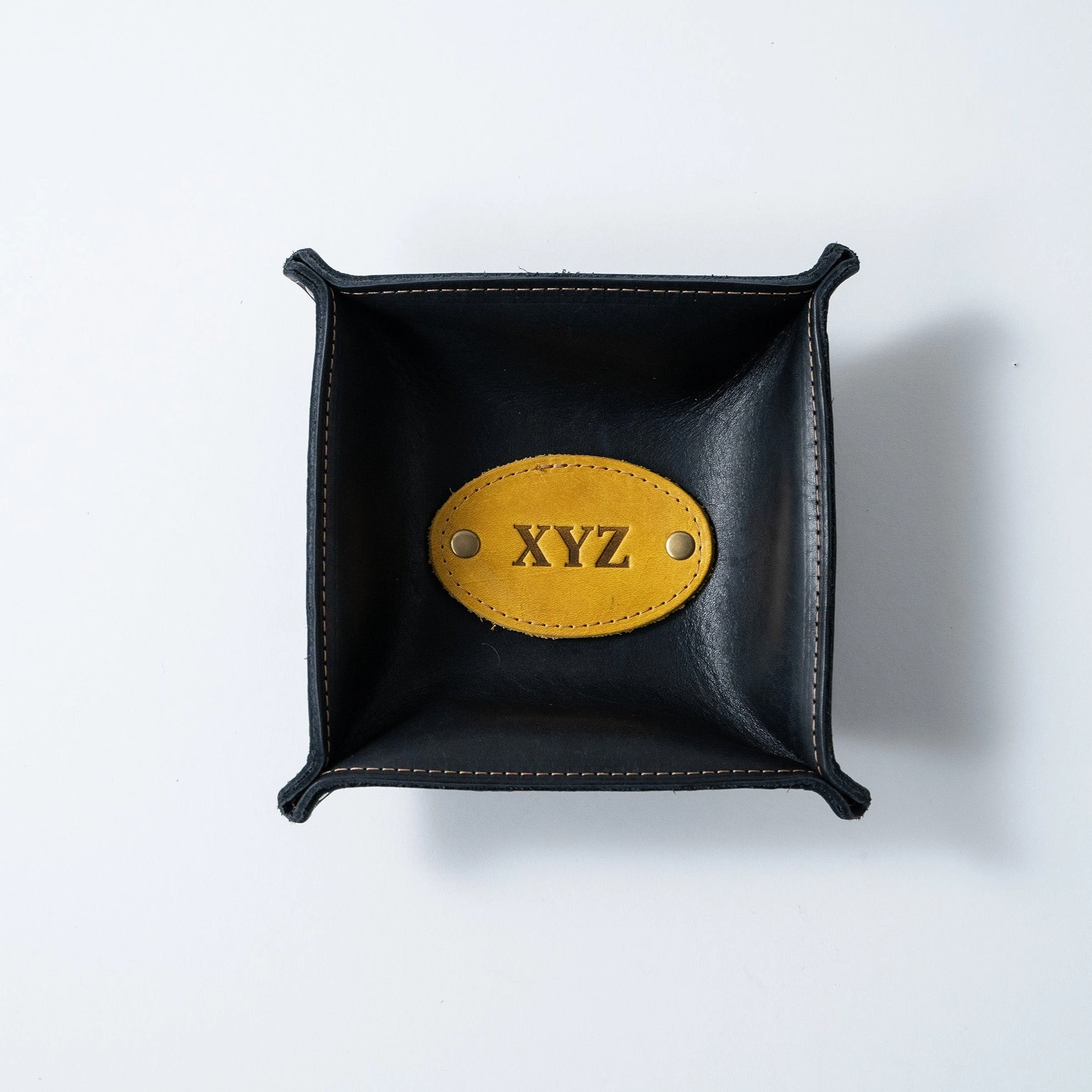 The Monticello Fine Leather Personalized Desk Valet Caddy Tray for Dresser or Office Gift