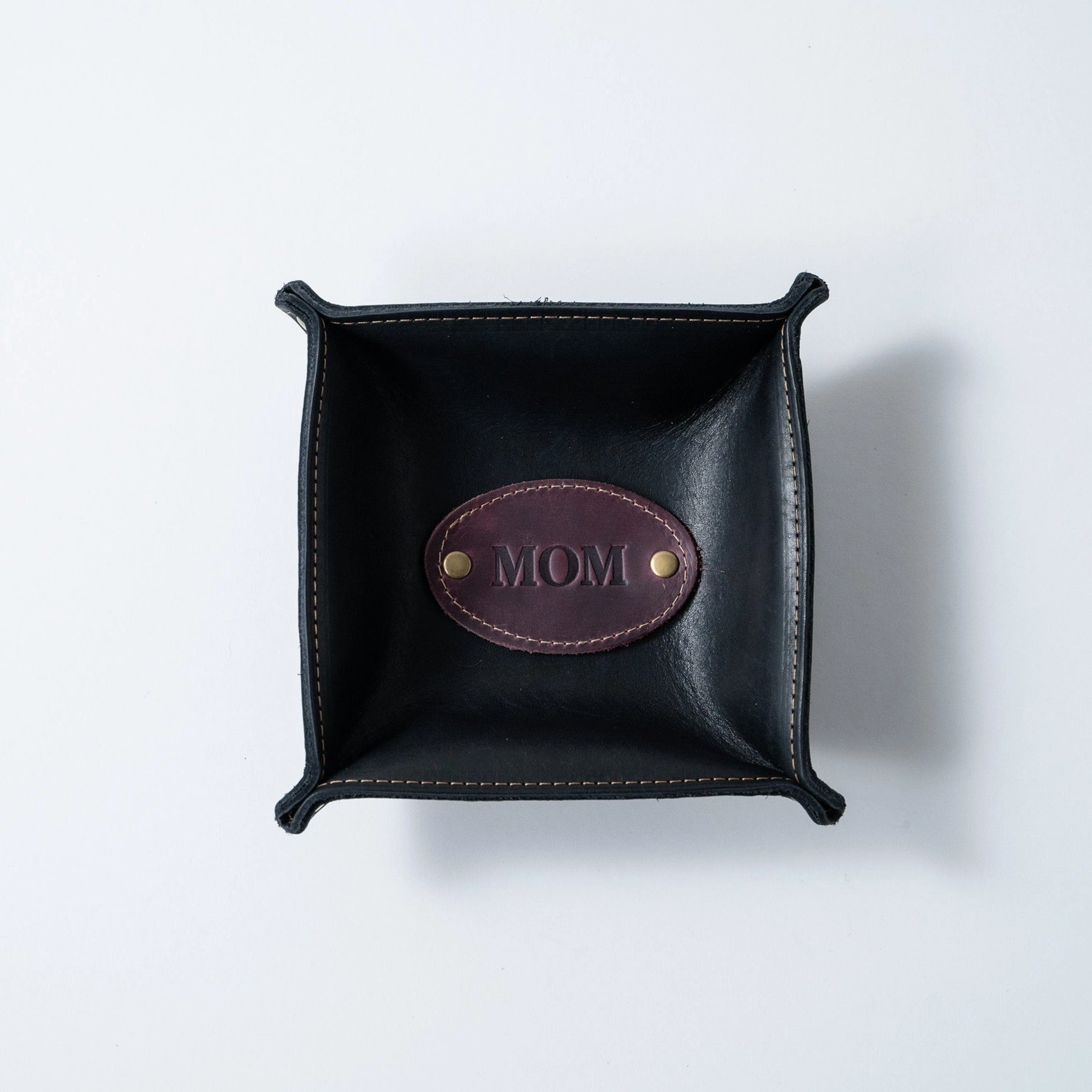 The Monticello Fine Leather Personalized Desk Valet Caddy Tray for Dresser or Office Gift