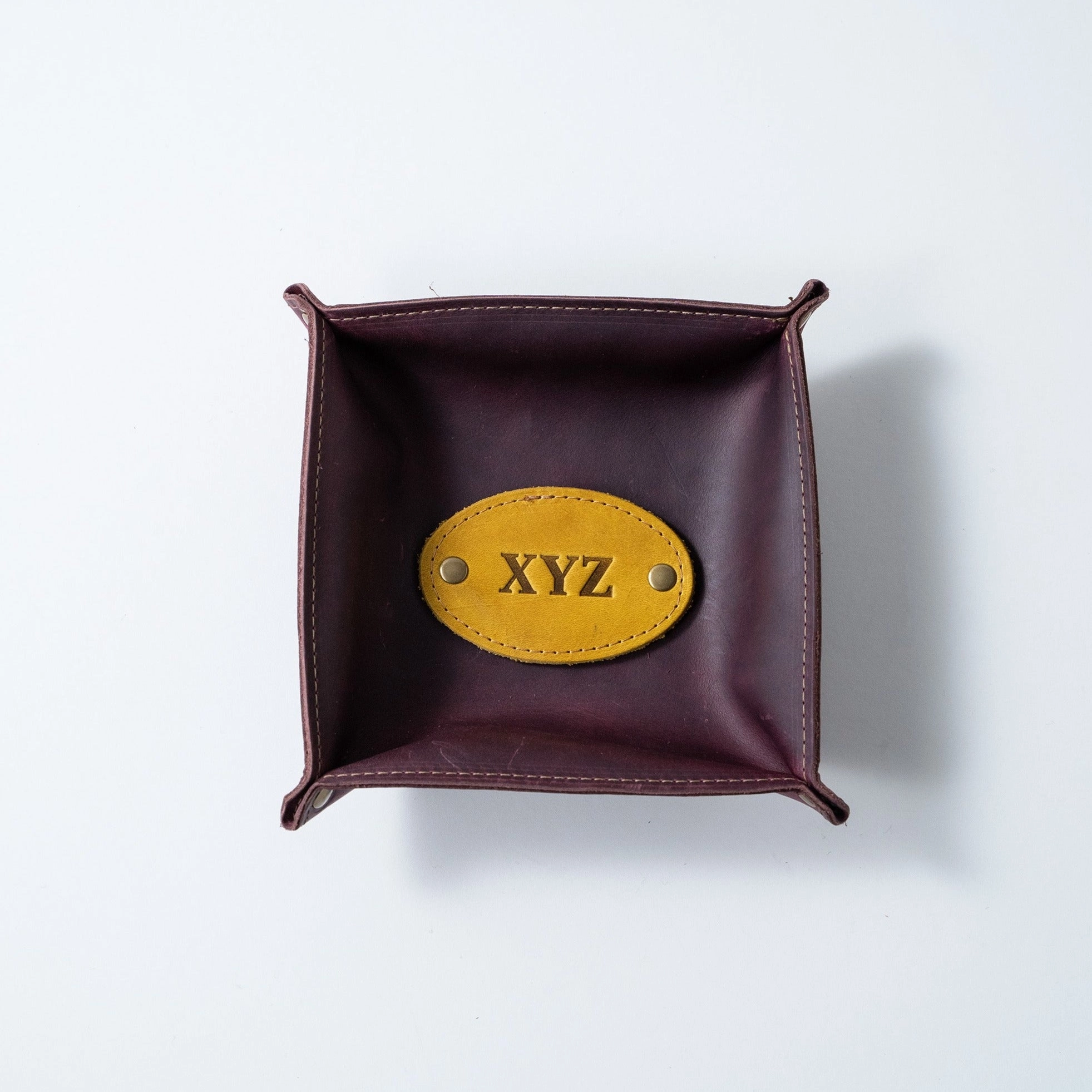 The Monticello Fine Leather Personalized Desk Valet Caddy Tray for Dresser or Office Gift