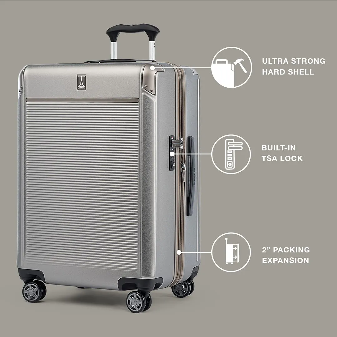 Travelpro Platinum Elite Checked Medium 25-Inch Hardside Expandable Spinner Wheel Luggage TSA Lock Hard Shell Polycarbonate Suitcase