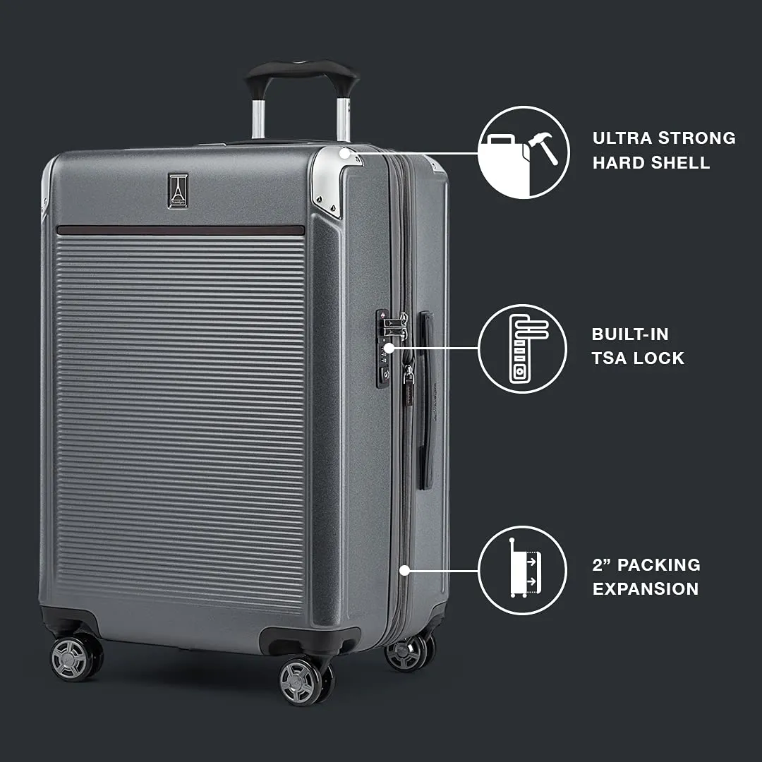 Travelpro Platinum Elite Checked Medium 25-Inch Hardside Expandable Spinner Wheel Luggage TSA Lock Hard Shell Polycarbonate Suitcase