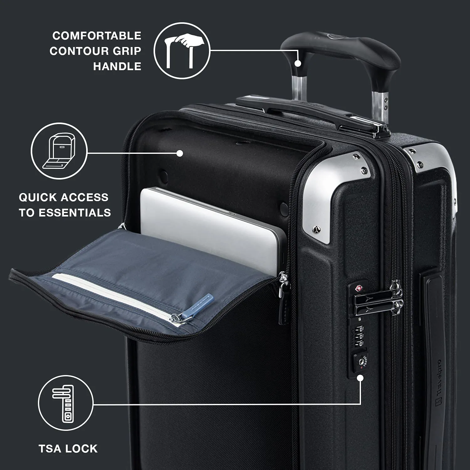 Travelpro Platinum Elite Hardside Expandable Spinner Wheel Luggage TSA Lock Hard Shell Polycarbonate Suitcase, Carry on Laptop Pocket 21-Inch
