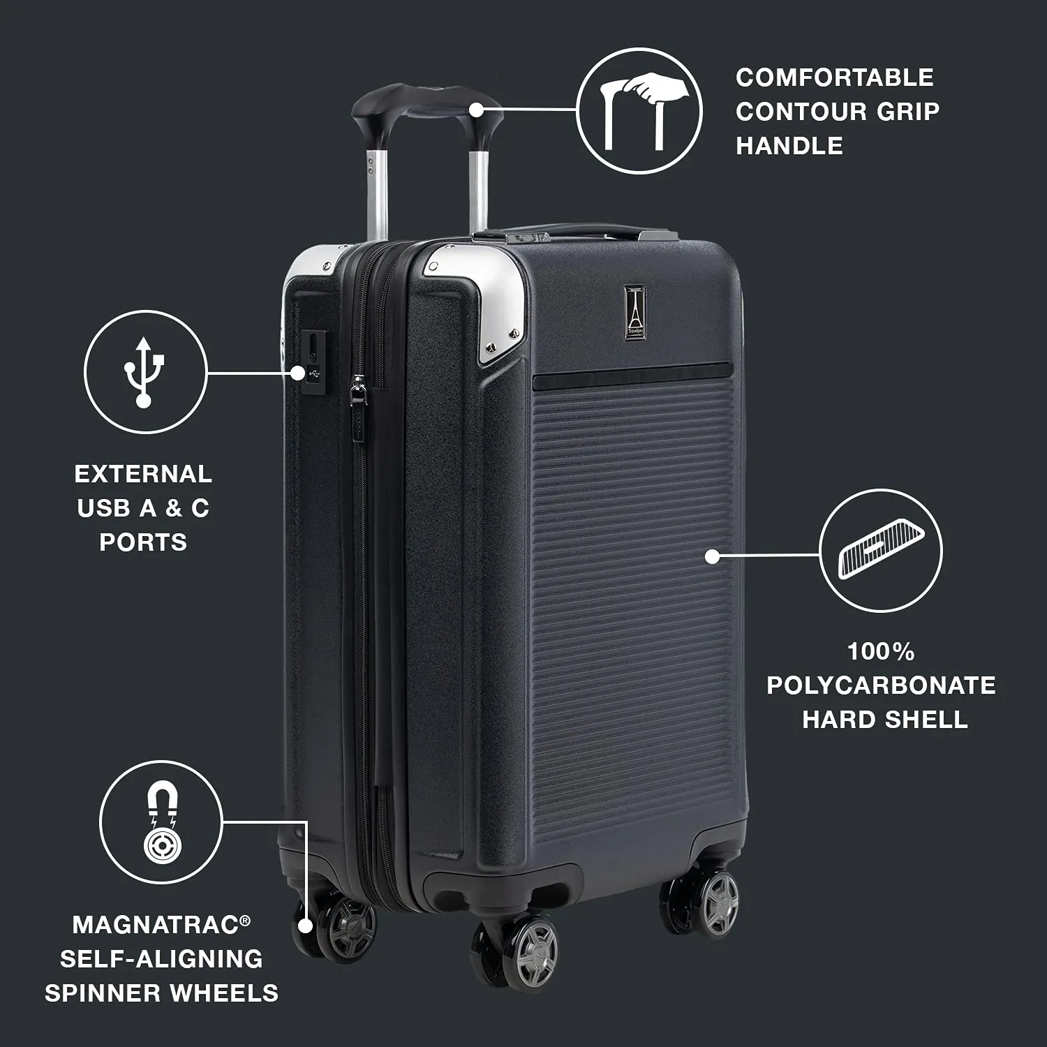 Travelpro Platinum Elite Hardside Expandable Spinner Wheel Luggage TSA Lock Hard Shell Polycarbonate Suitcase, Compact Carry on 20-Inch