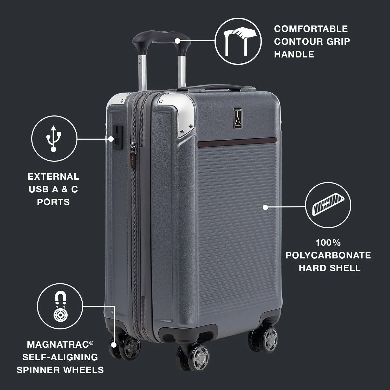 Travelpro Platinum Elite Hardside Expandable Spinner Wheel Luggage TSA Lock Hard Shell Polycarbonate Suitcase, Compact Carry on 20-Inch